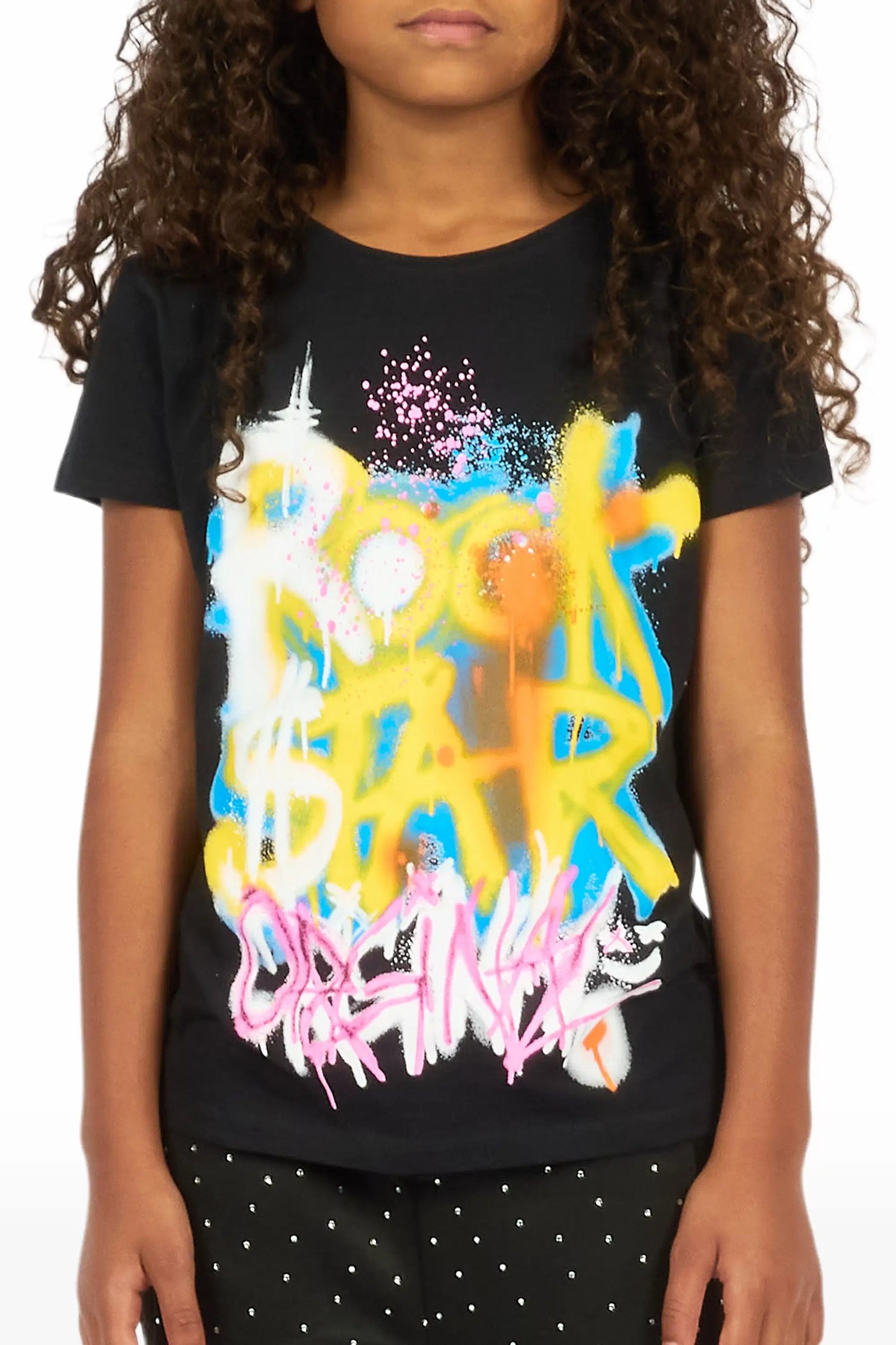 Girls Nocairs Black Graphic T-Shirt