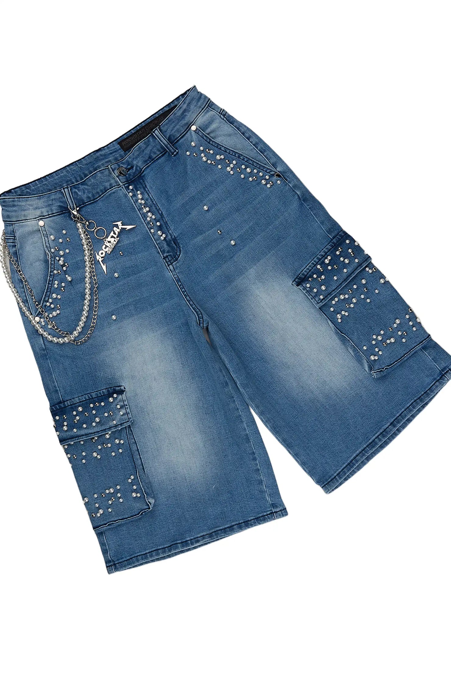 Teo Blue Rhinestone T-Shirt Denim Jort Set
