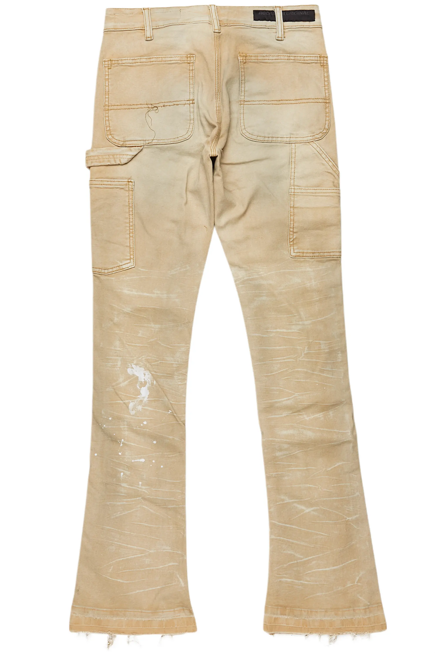 Zoticus Beige Stacked Flare Jean