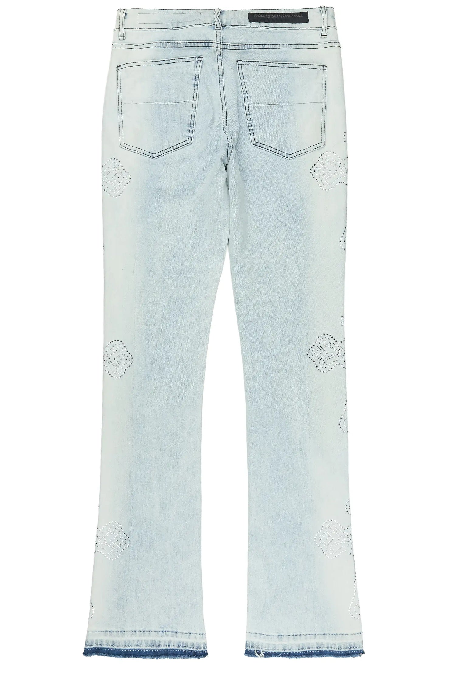 Reggie Light Blue Rhinestone Stacked Flare Jean