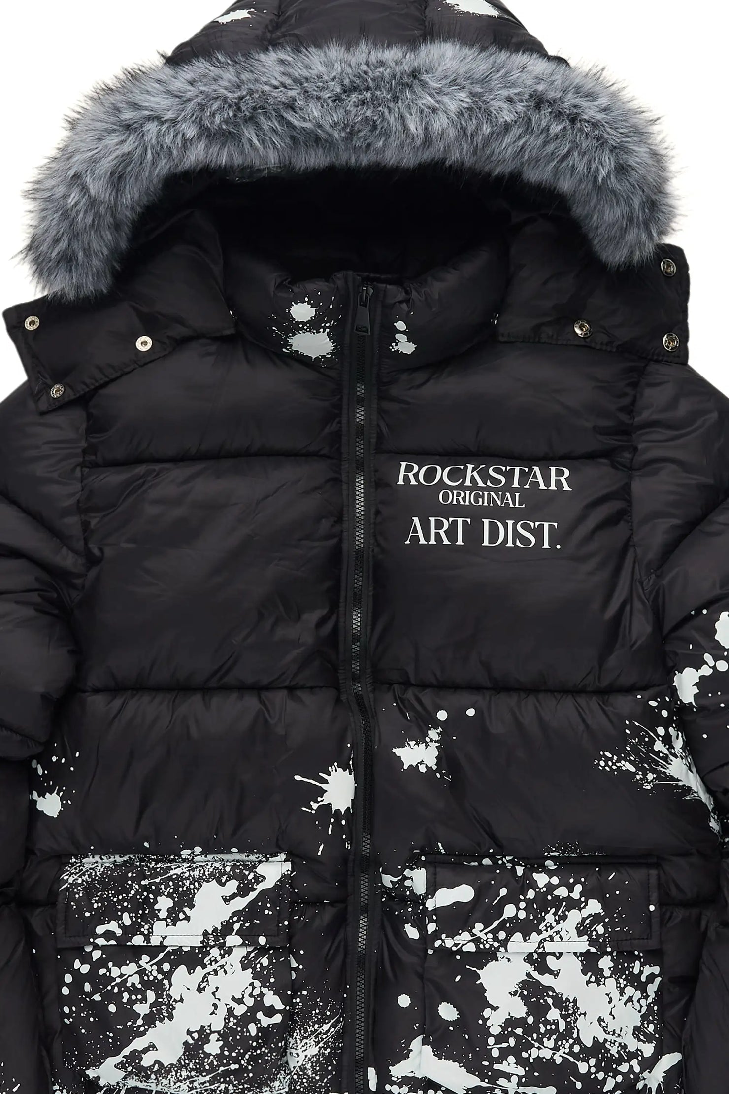 Filipa Black Painted Puffer Jacket