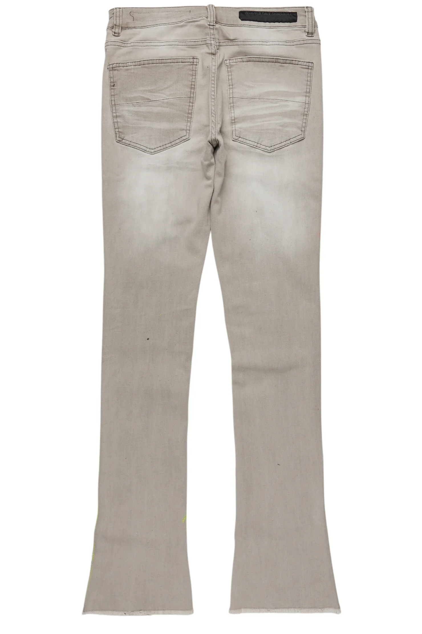 Edge Grey/Yellow Roller Paint Stacked Flare Jean