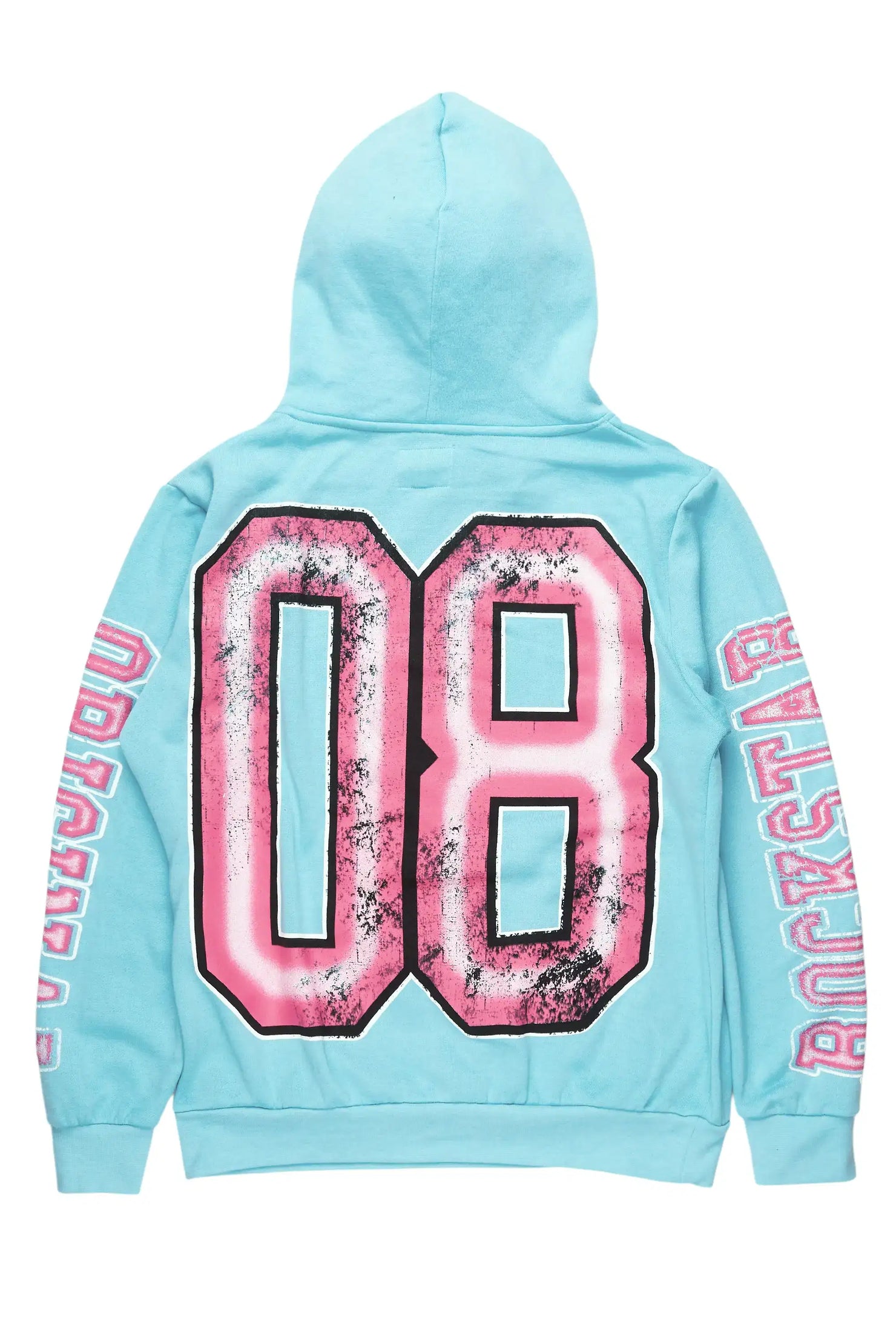 Fields Baby Blue Distressed Graphic Hoodie