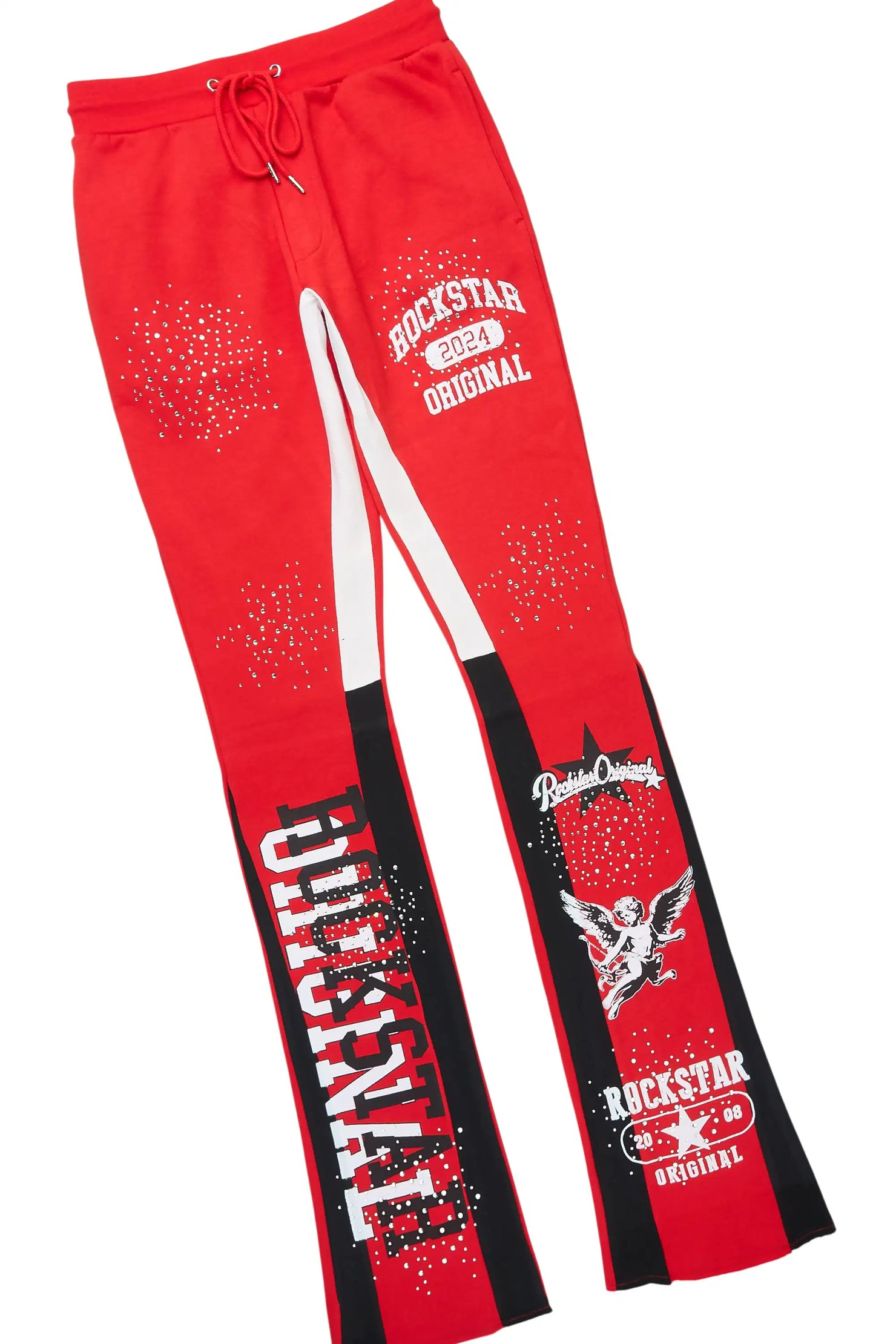 Gutta 2.0 Red Rhinestone Hoodie/Stacked Flare Track Set