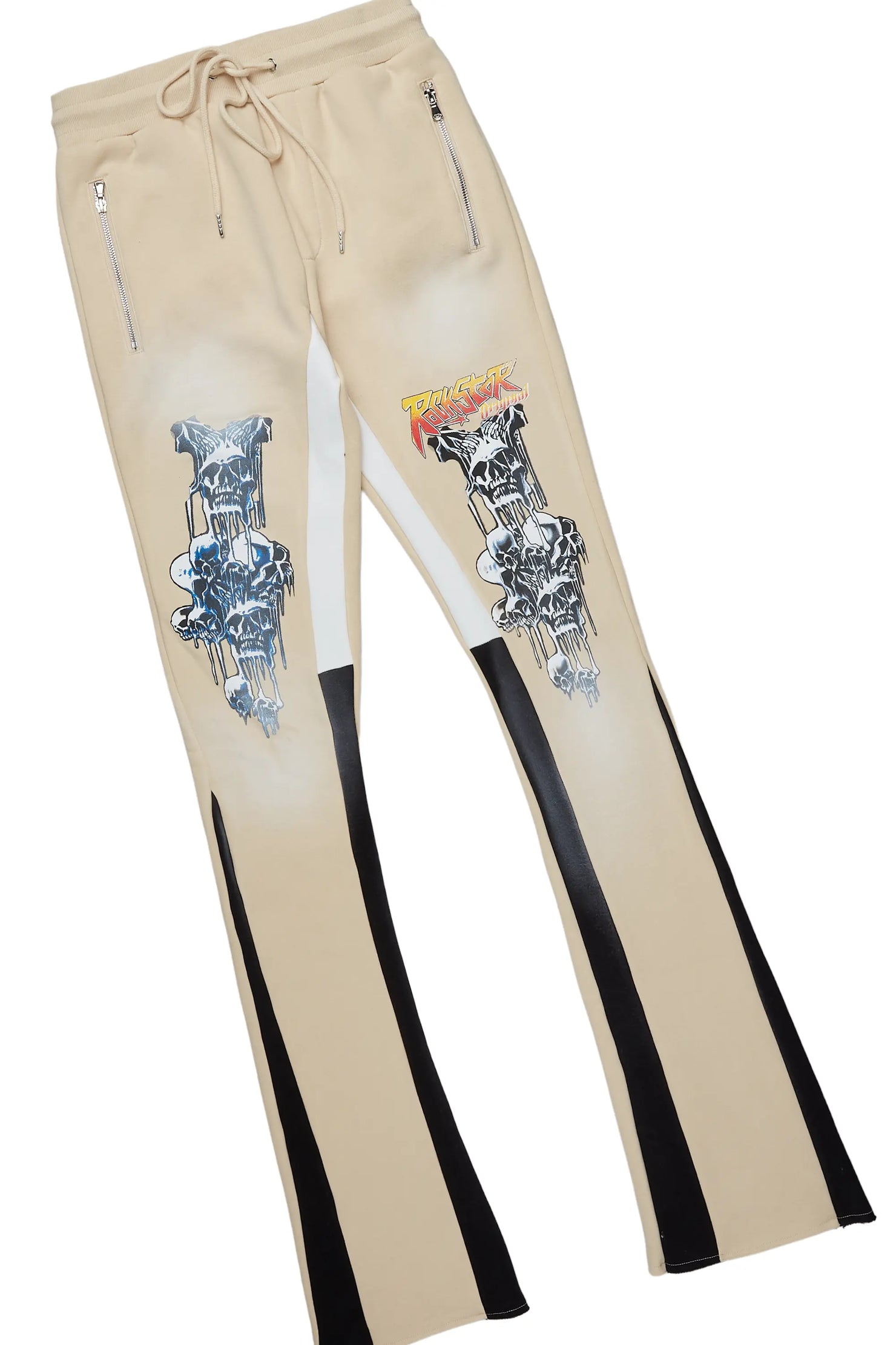 Grady White/Beige T-Shirt/Stacked Flare Track Set