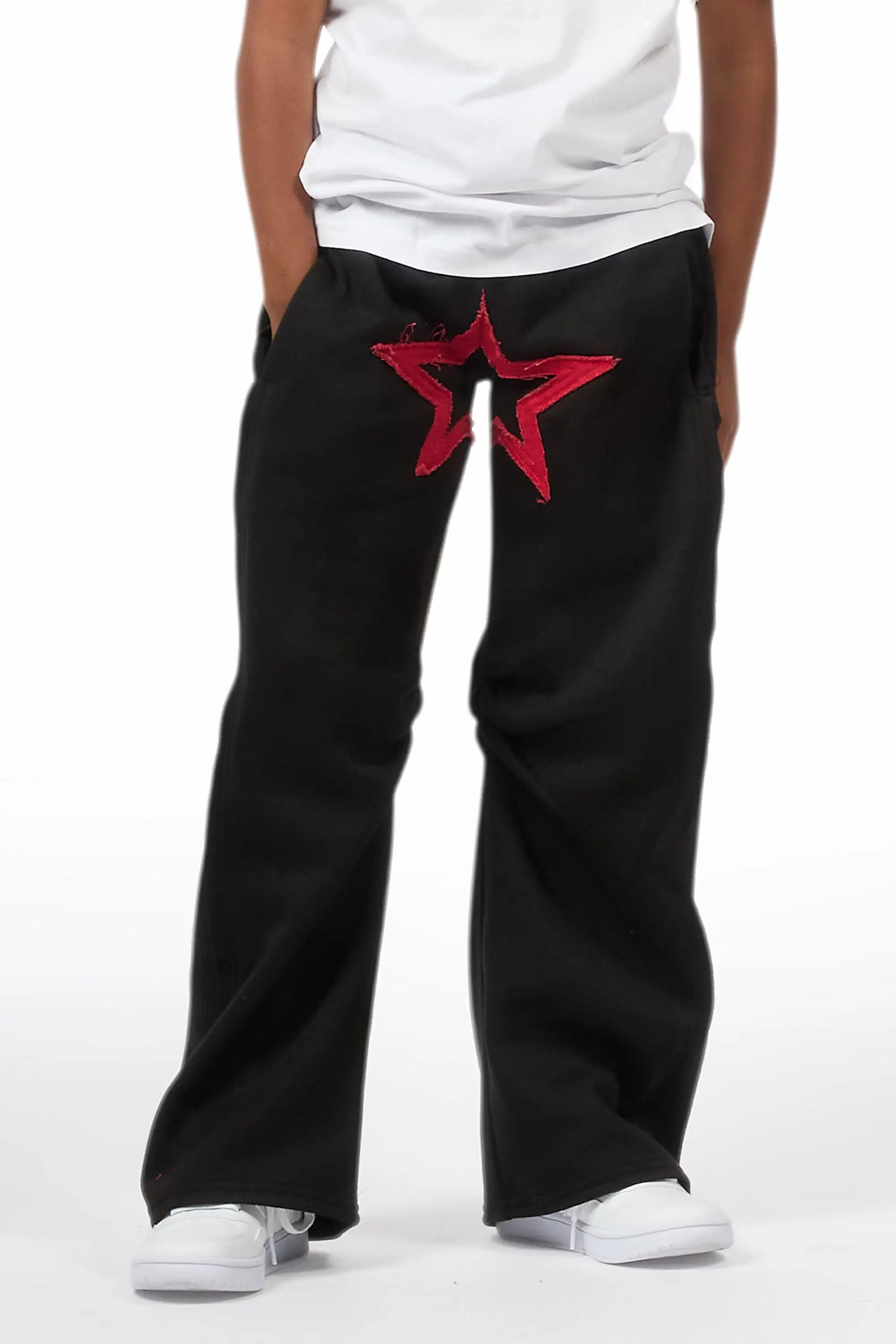 Boys Canaan Black Double Waisted Baggy Track Pant