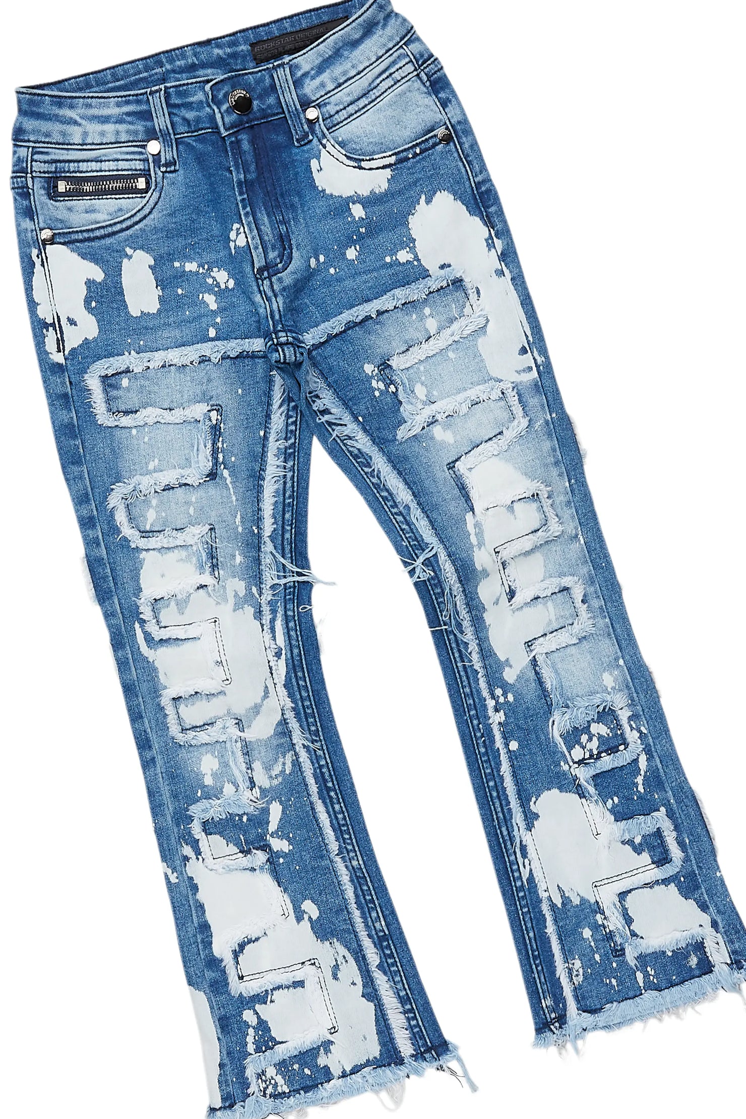 Boys Gabin Royal Blue Hoodie/Stacked Flare Jean Set