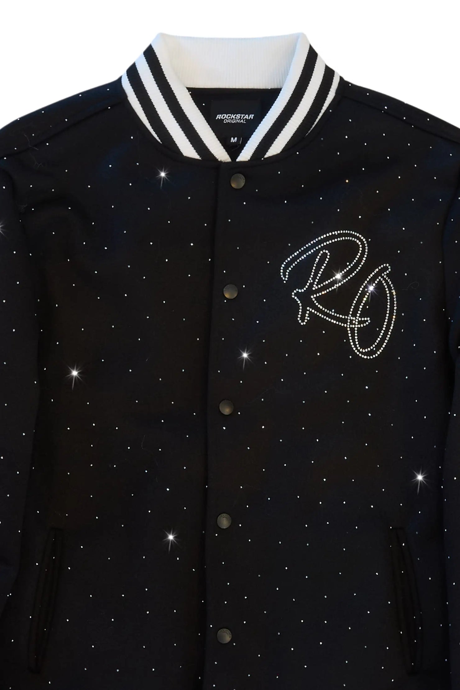 Alonza Black Rhinestone Varsity Jacket