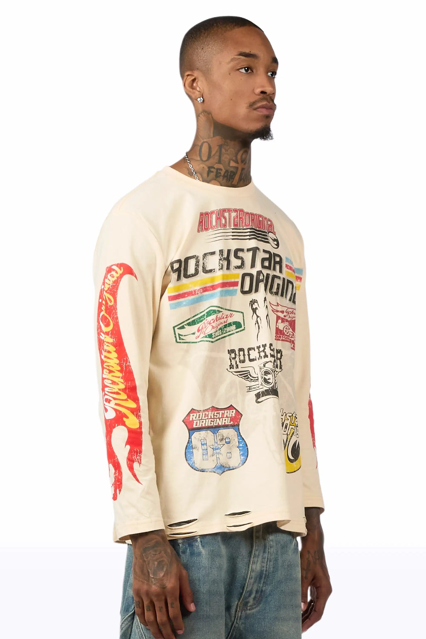 Speedy Beige Long Sleeve Graphic T-Shirt