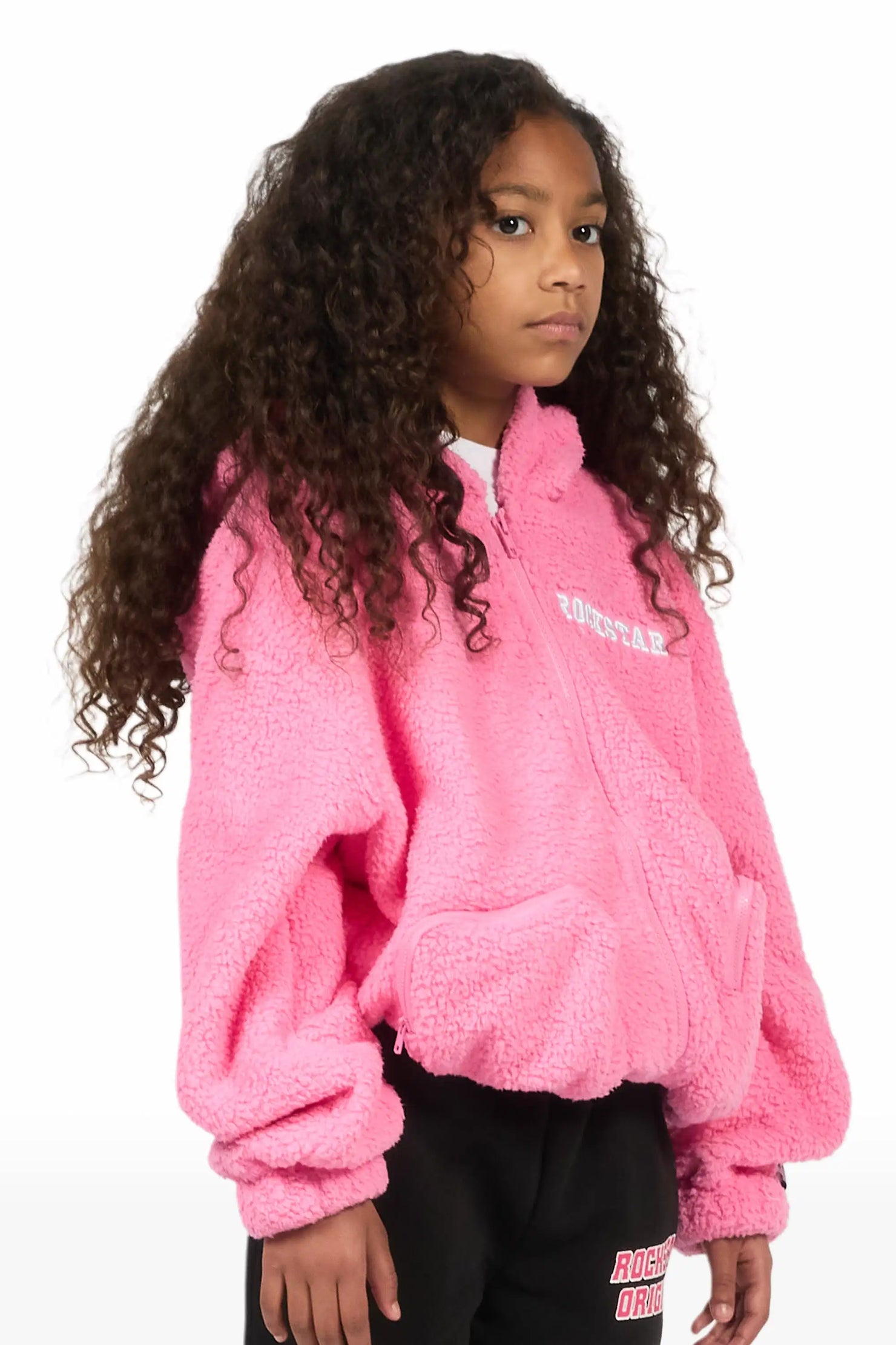 Girls Lonia Pink Sherpa Jacket