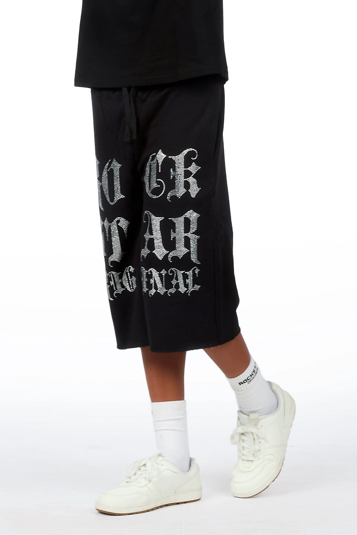 Boys Teiario Black Rhinestone Track Short