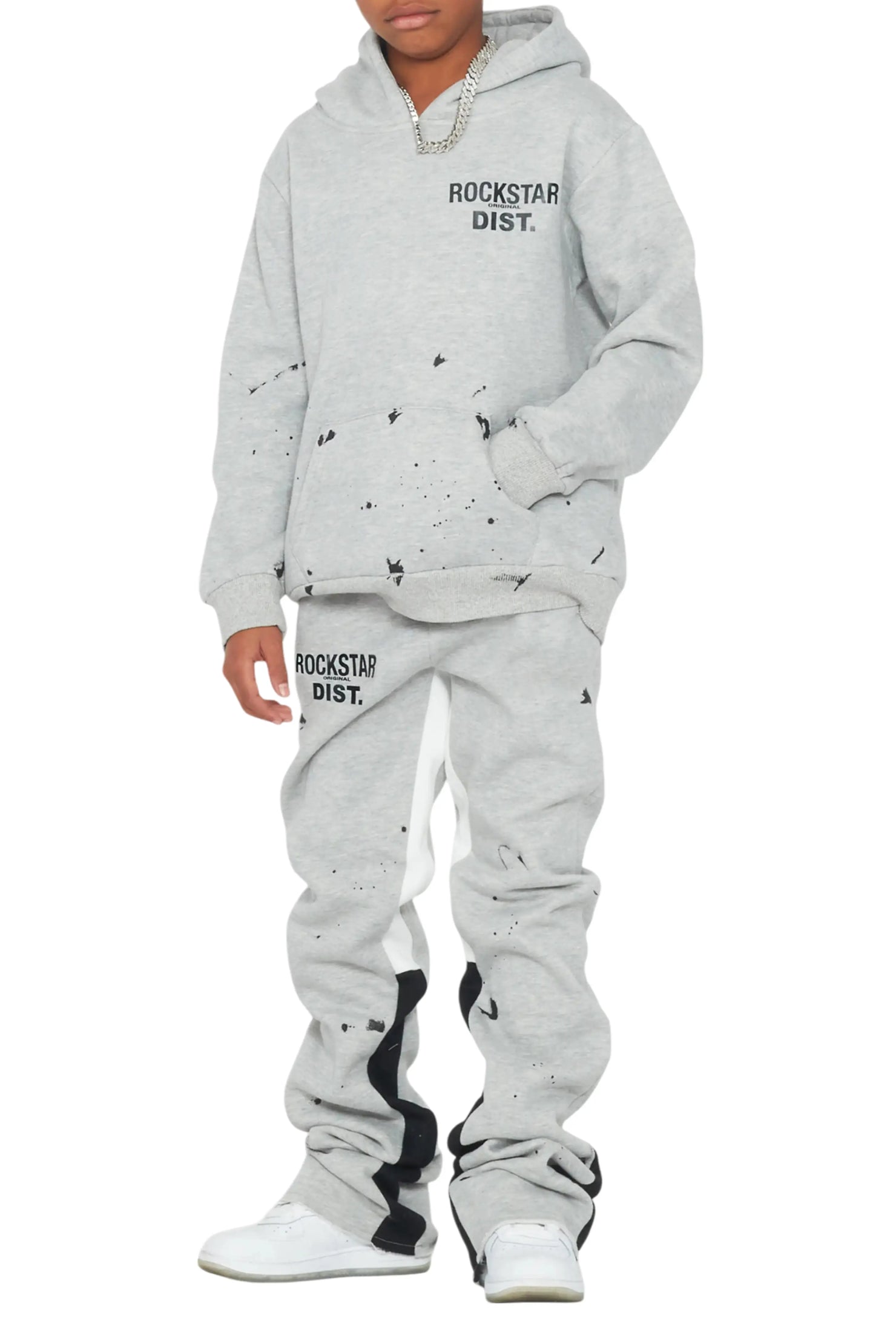 Boys Raffer Grey/Black Stacked Pant Set