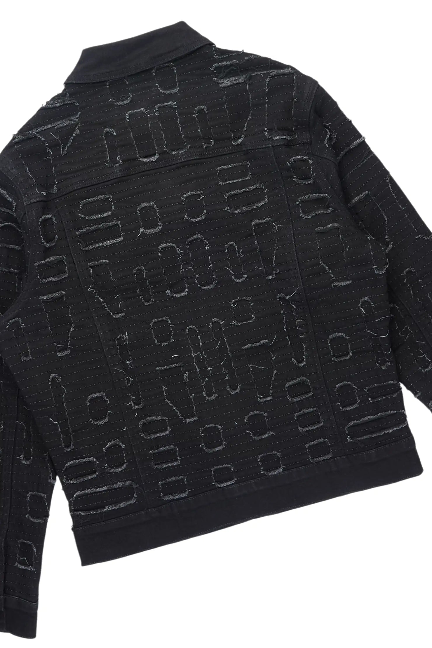 Gribo Black Denim Jacket/Stacked Flare Jean Set