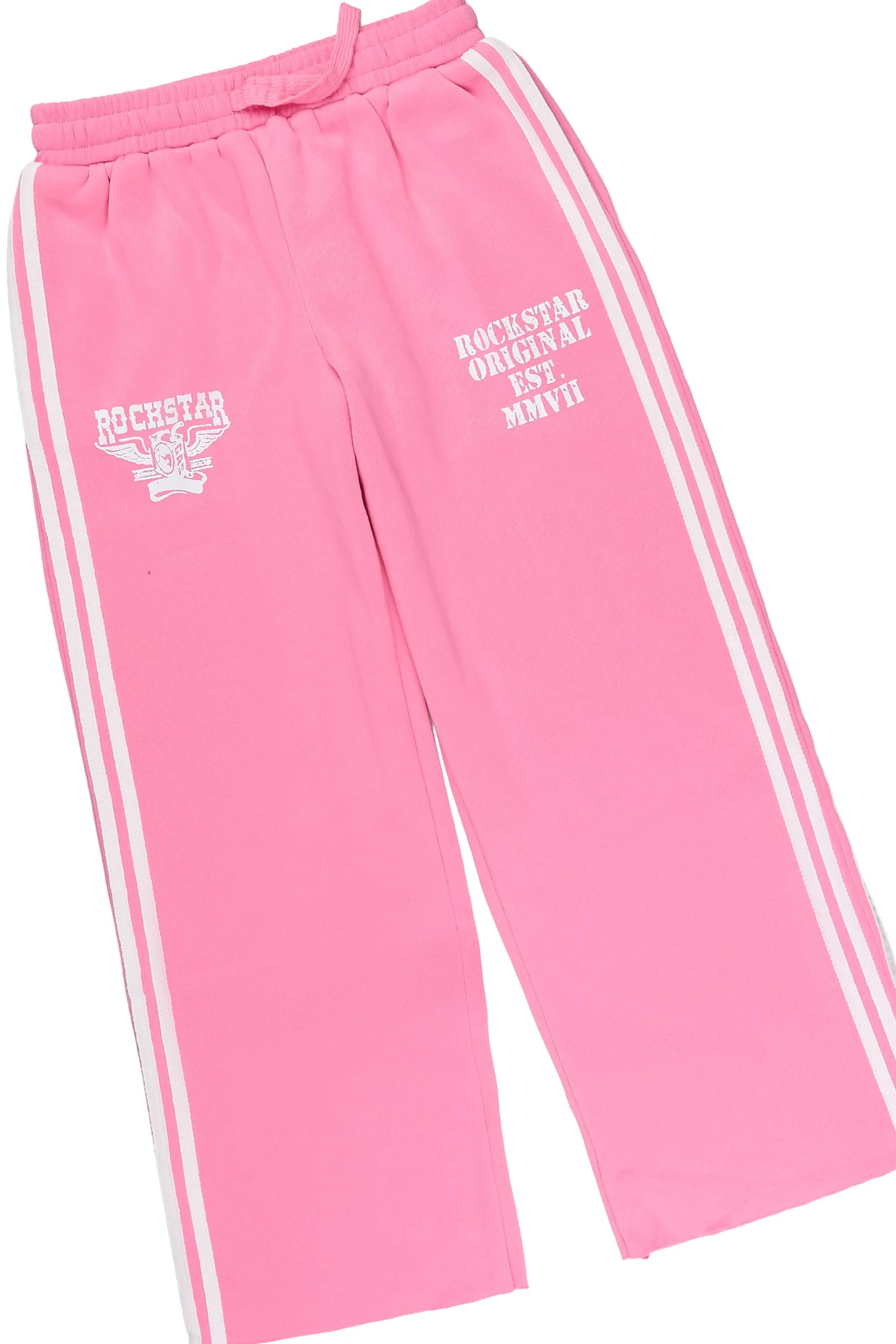 Girls Maniera Pink/White Zip Up Hoodie Relaxed Pant Track Set