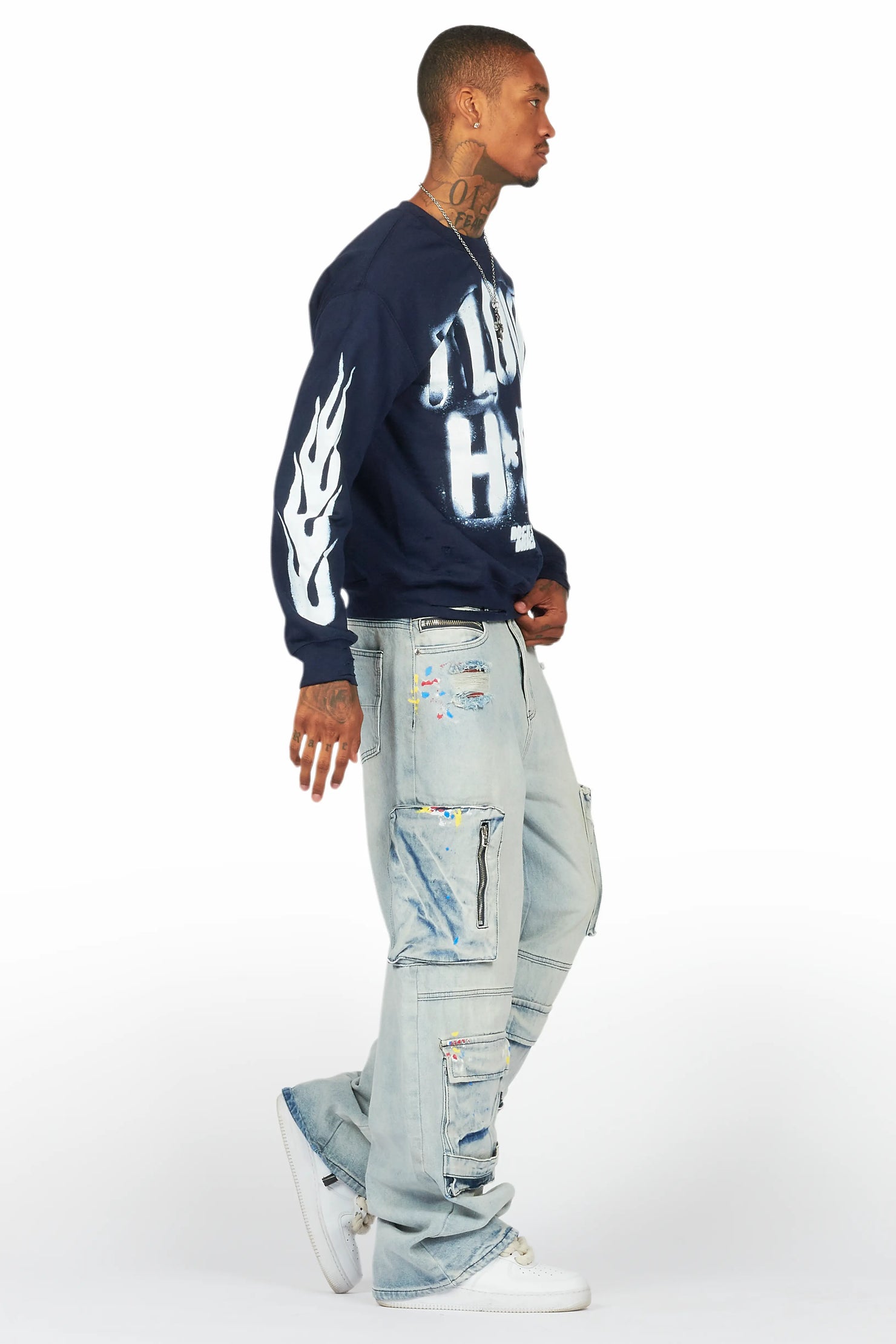 Banyan Navy/White Graphic Crewneck
