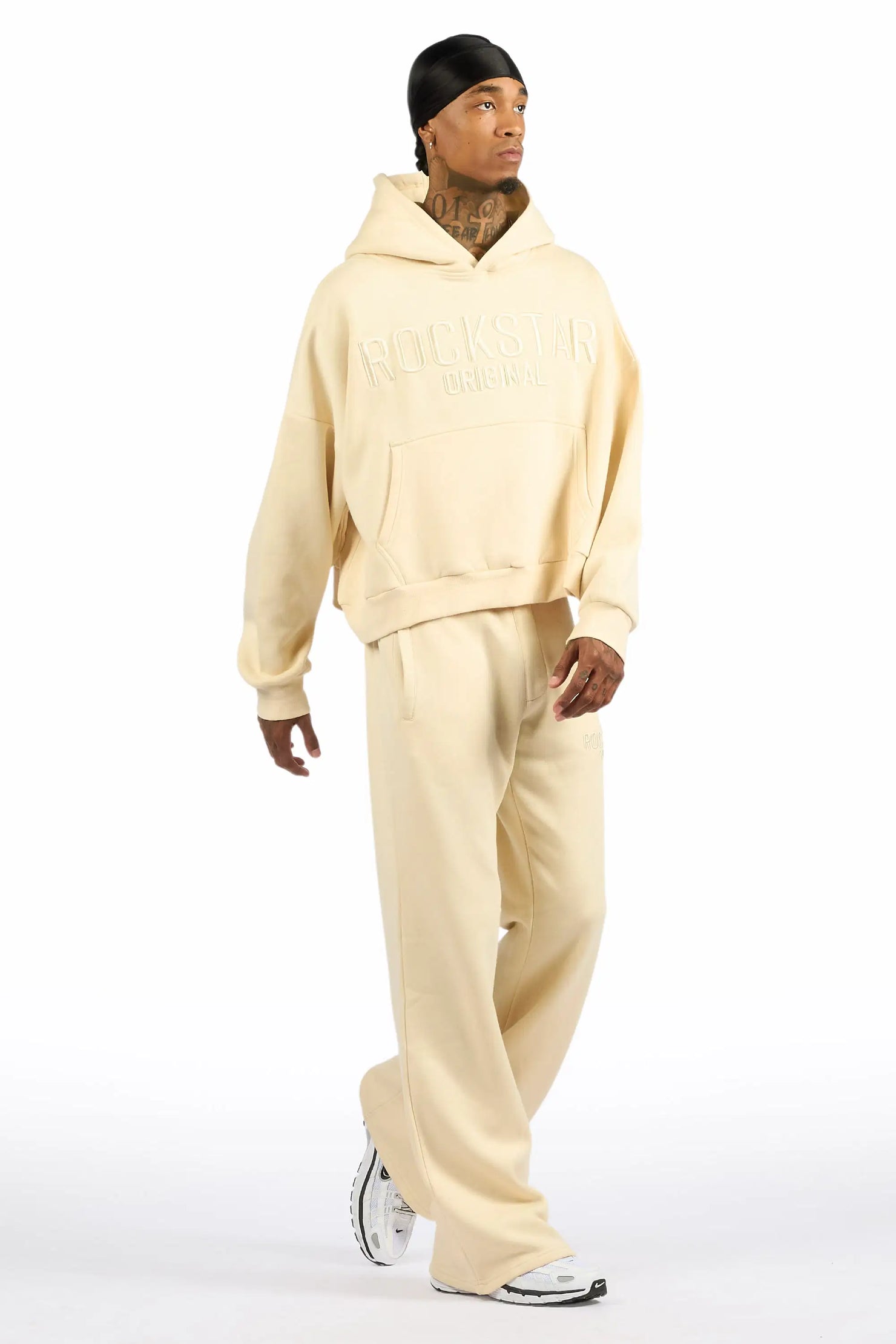 Alpha Beige Hoodie/Baggy Track Pant Set