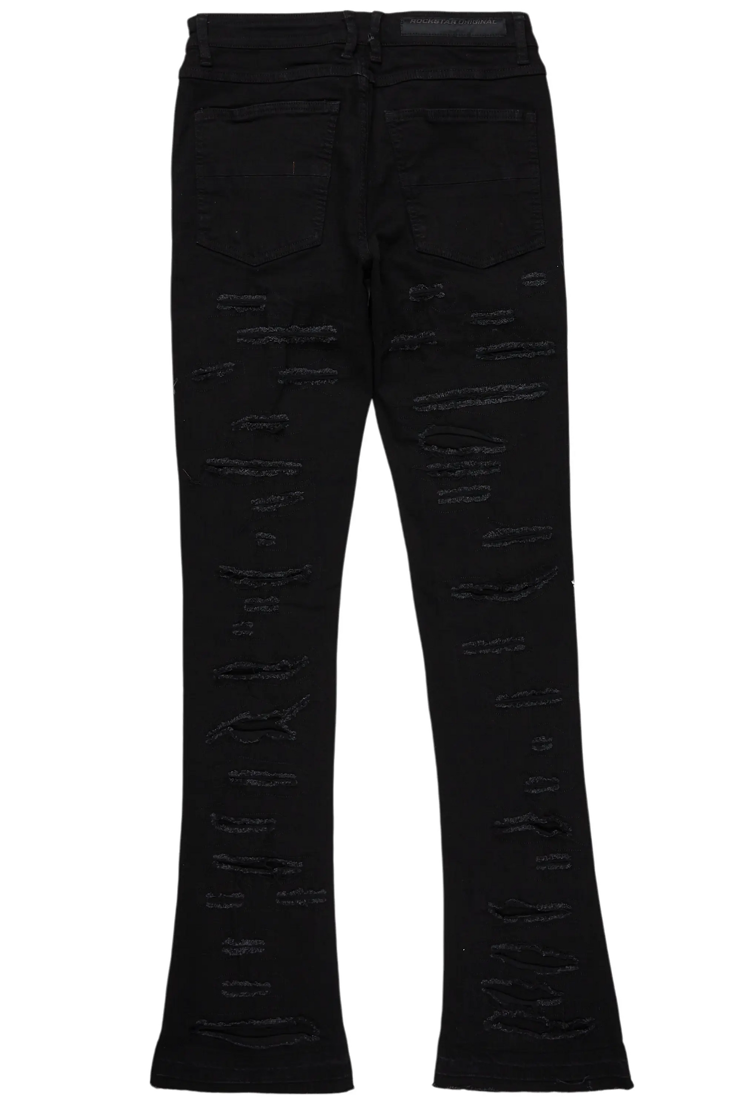Eliseo Black Painter Stacked Flare Jean