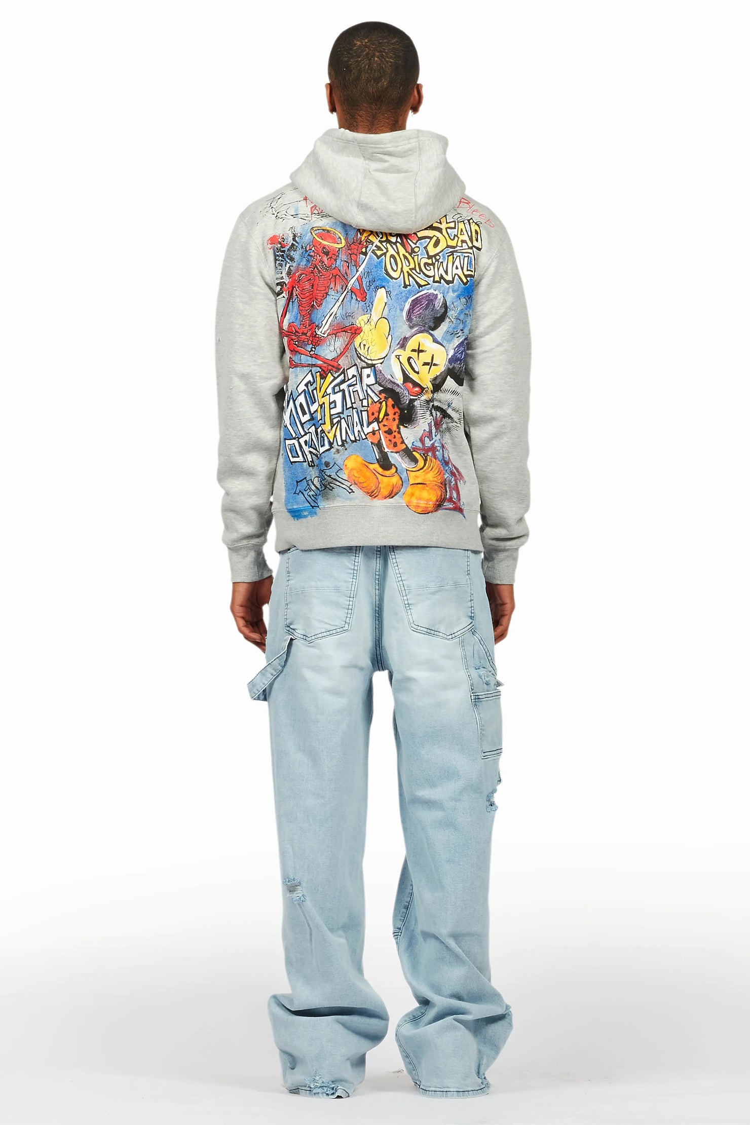 Yooz Heather Grey Hoodie & Burain Baggy Fit Jean Bundle
