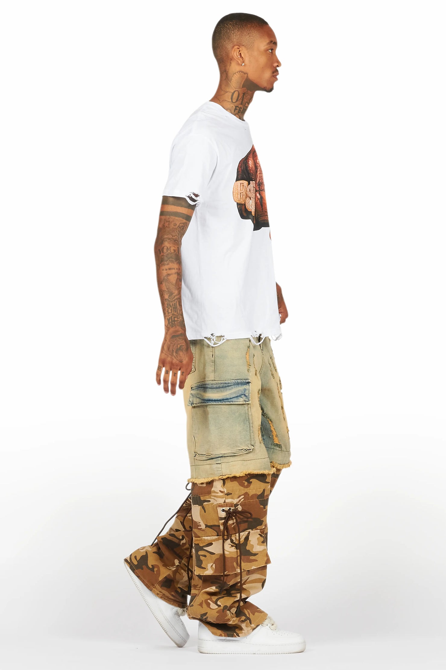 Baatar Blue/Brown Camo Baggy Fit Jean