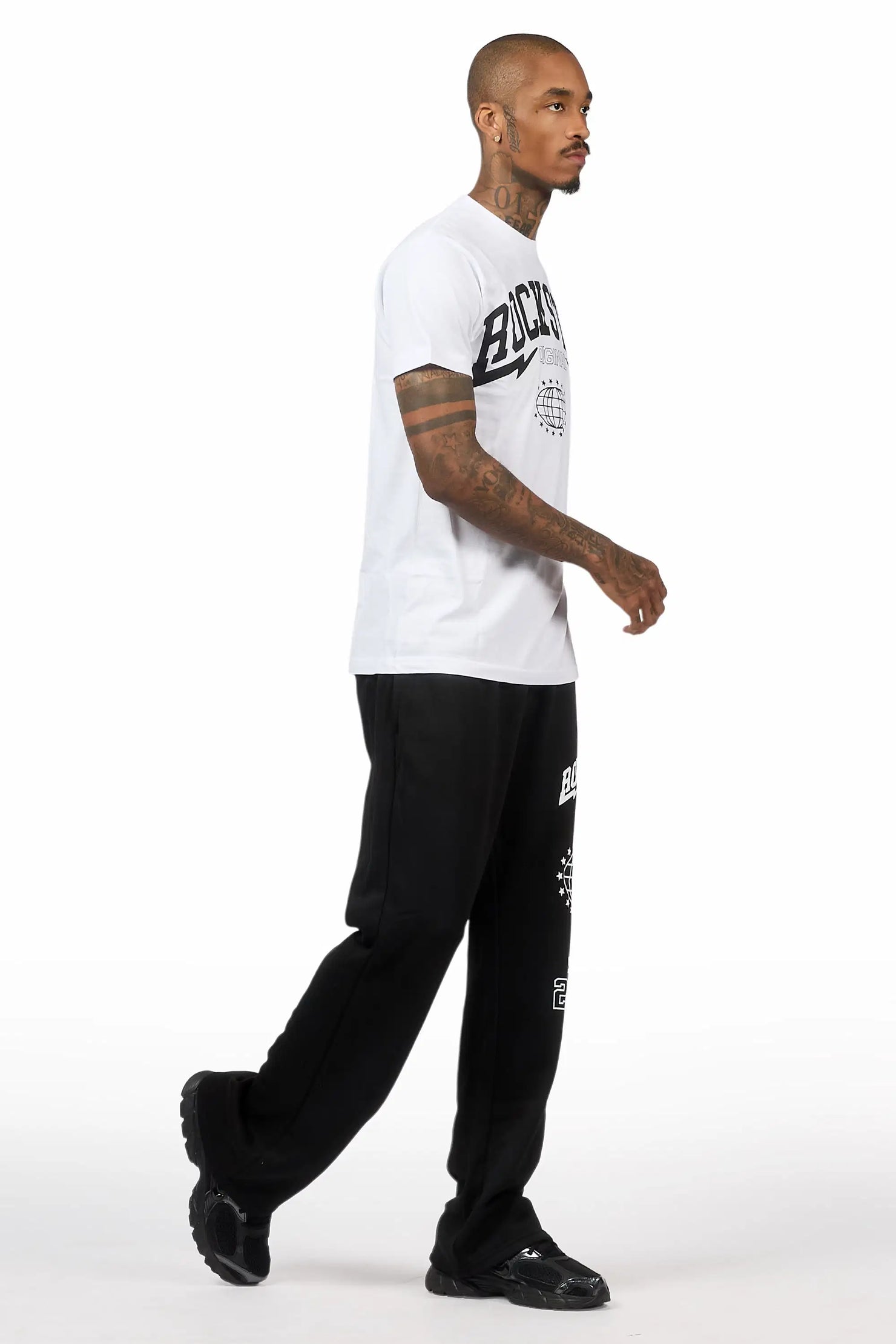 Stori White/Black T-Shirt/ Relaxed Track Set