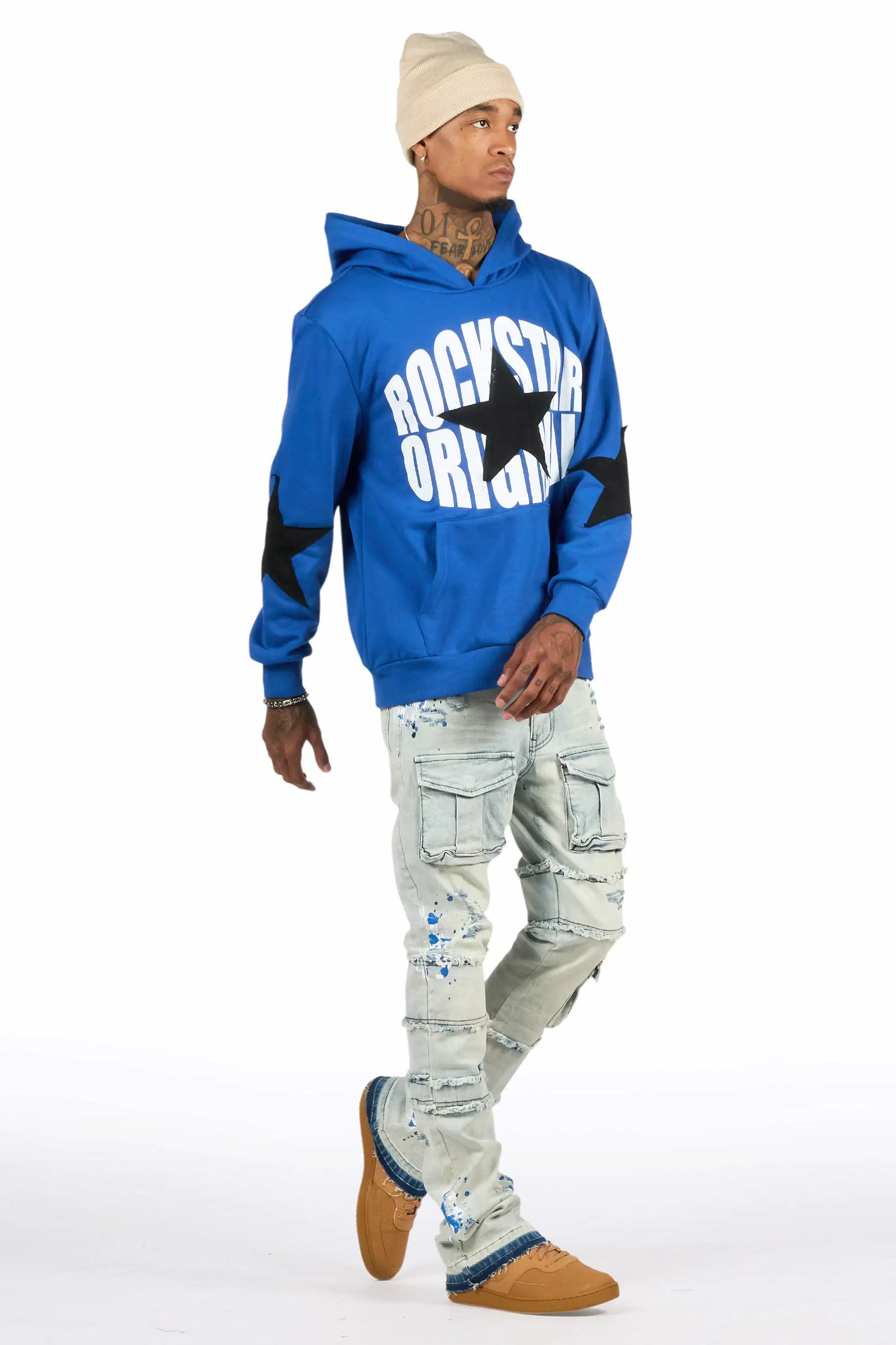 States 2.0 Royal/Light Blue Hoodie/Stacked Flare Jean Set