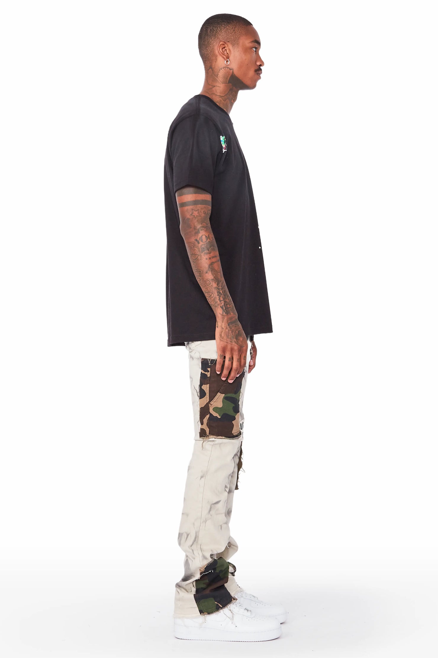 Chad Beige/Camo Patchwork Stacked Jean