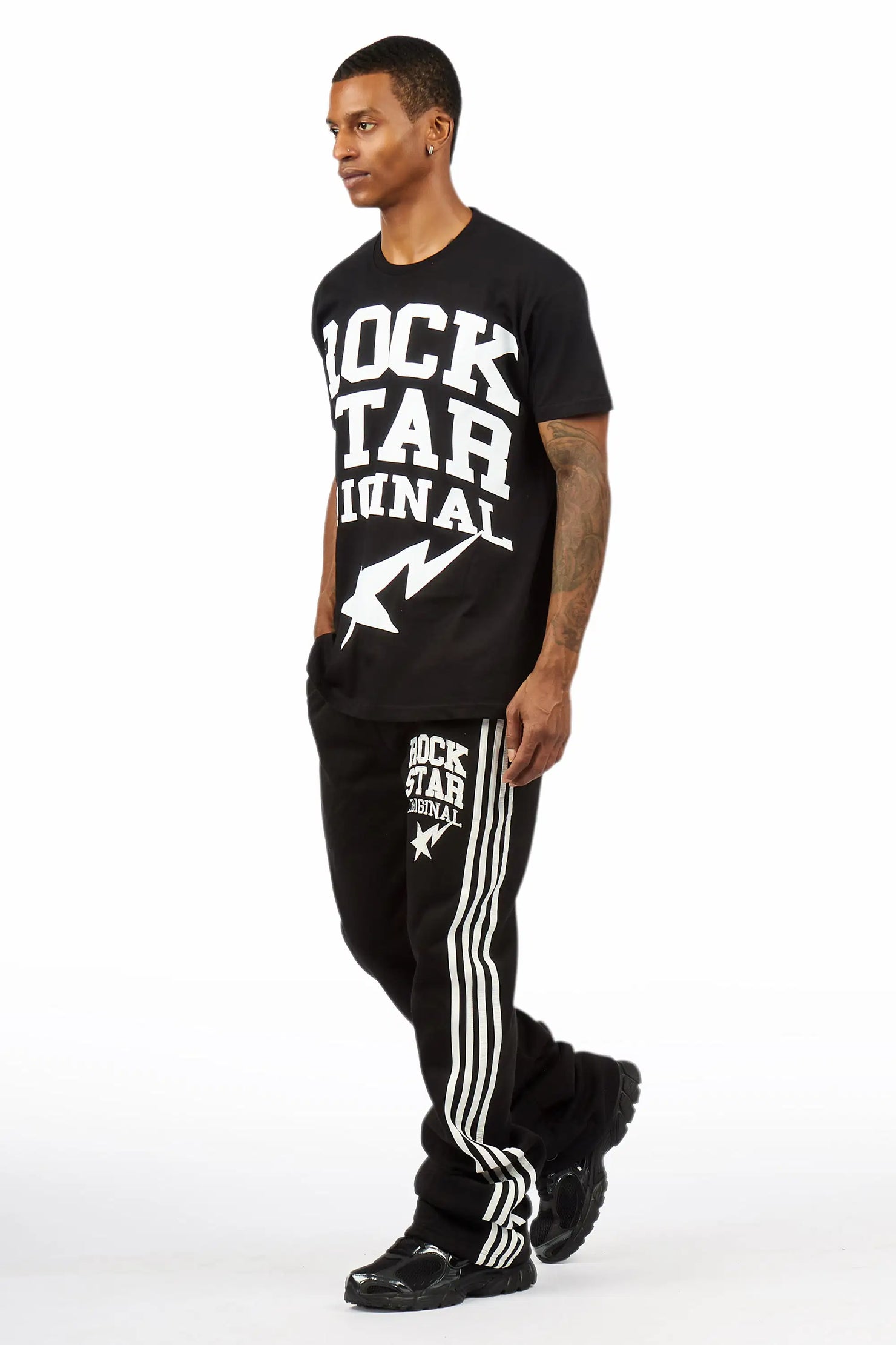 Gerrit 2.0 Black/White T-Shirt/Stacked Baggy Pant Track Set