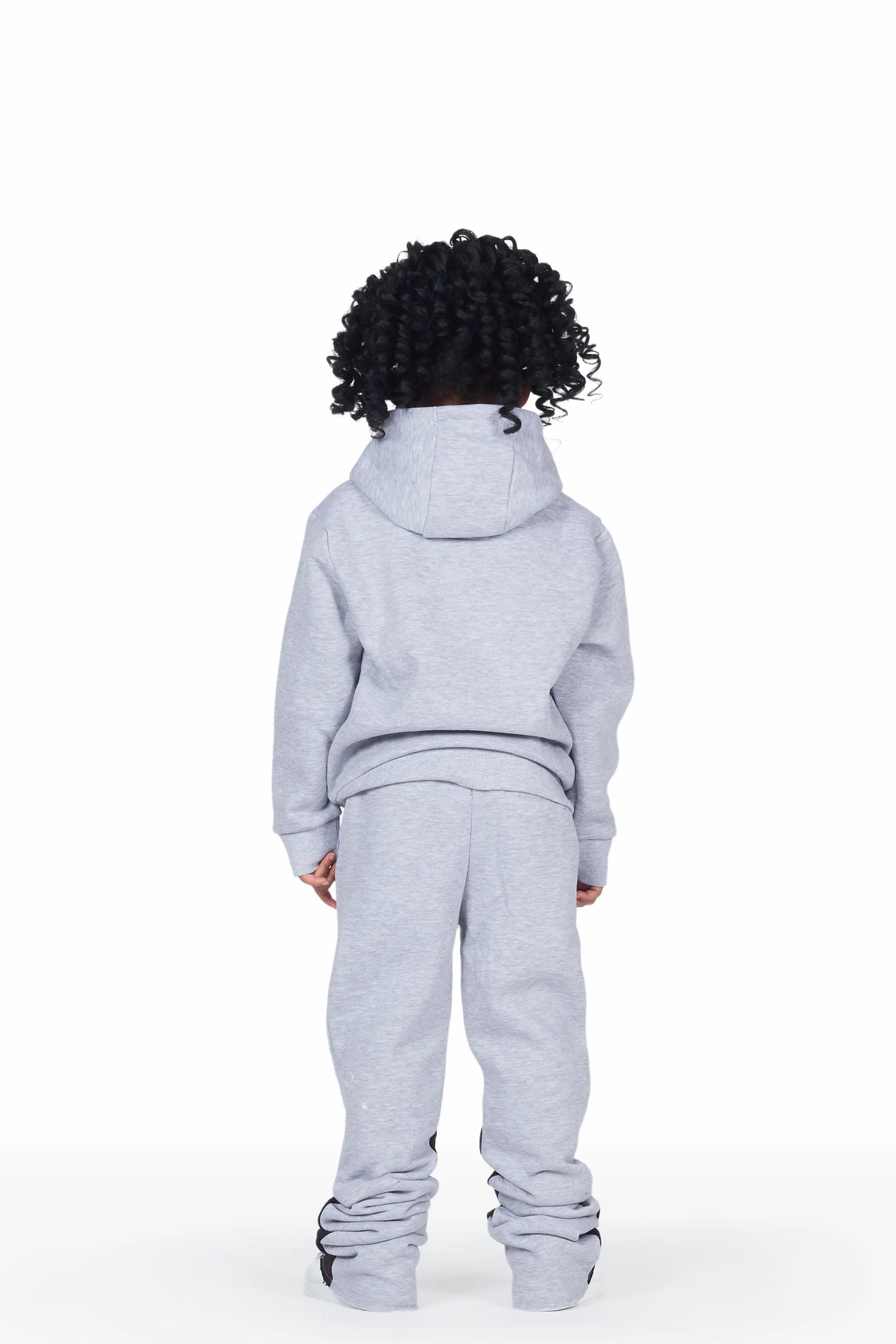 Girls Scarlie Grey/Black Hoodie Super Stacked Flare Track Set