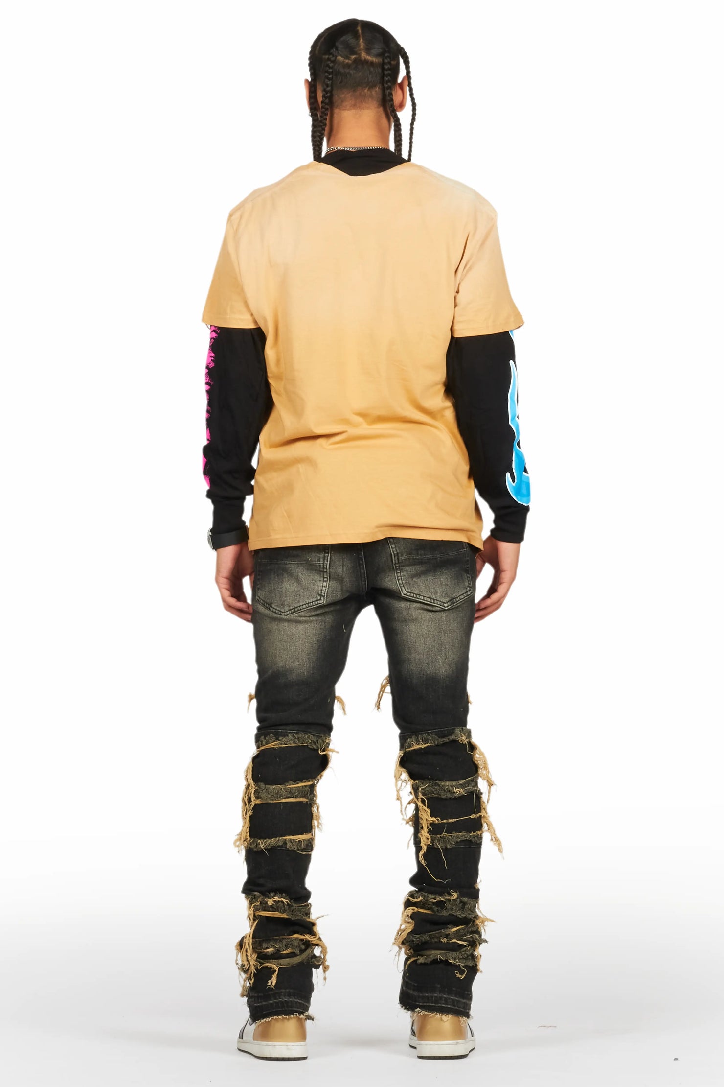 Vasco Tint Dark Wash Black Stacked Flare Jean