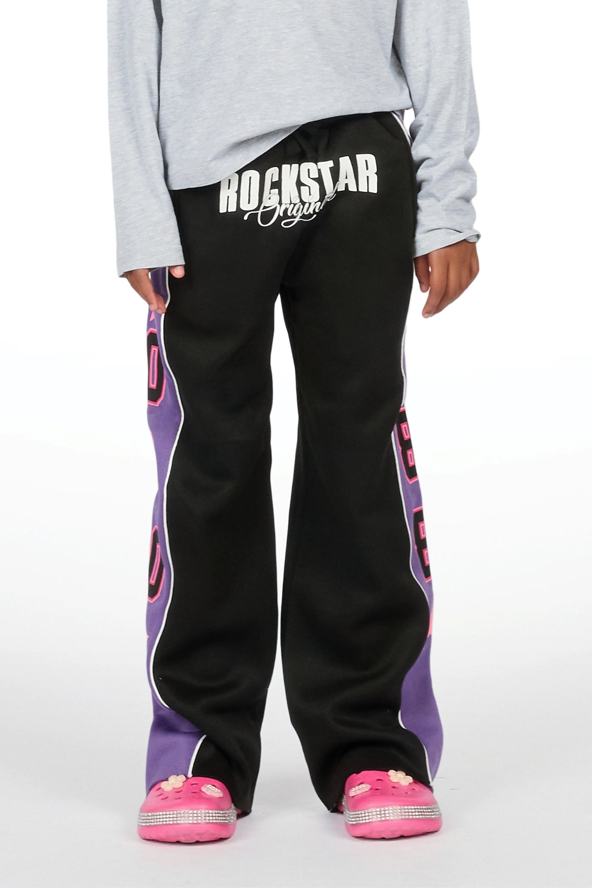 Girls Airelle Black/Purple Baggy Track Pant