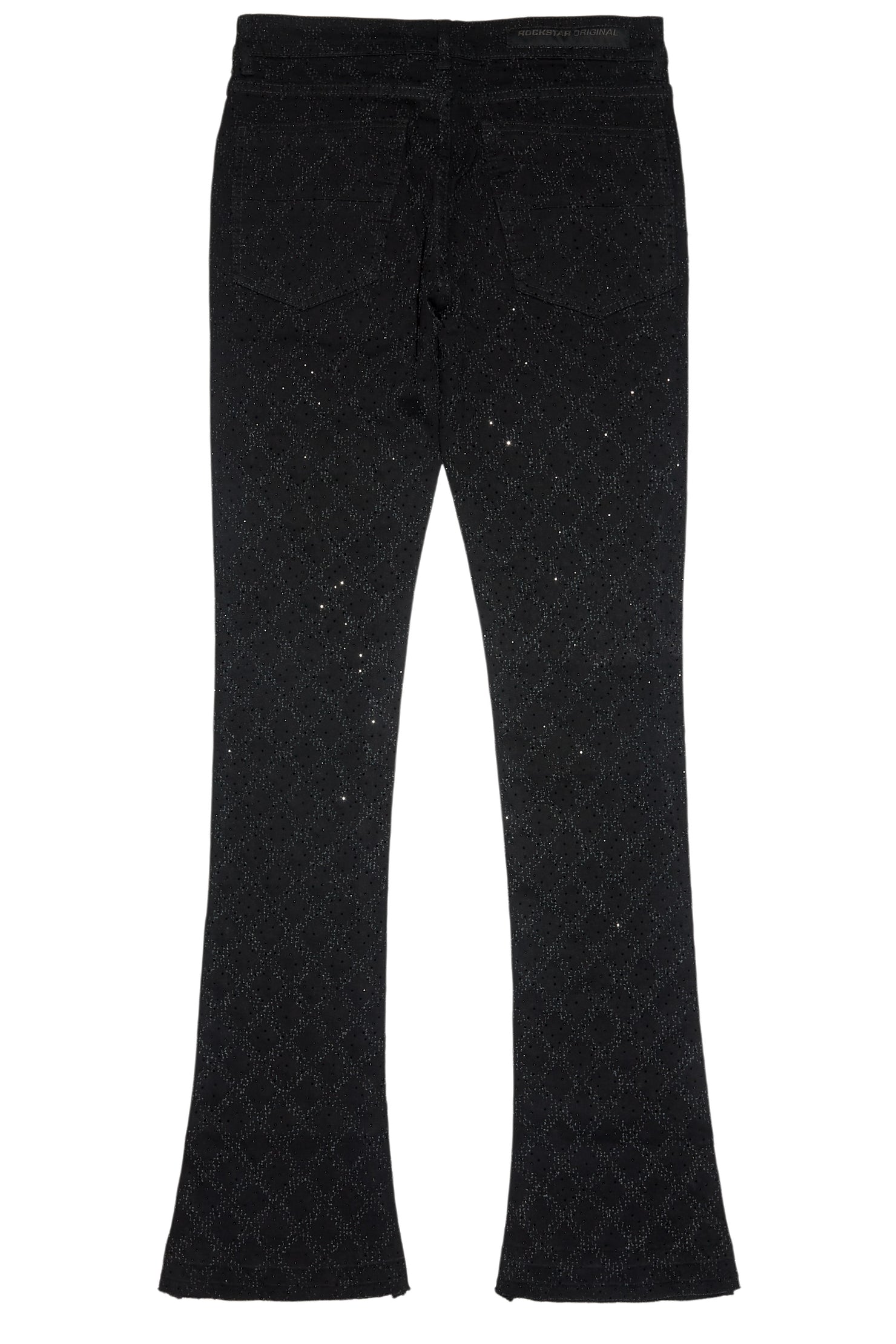 Glit Black Rhinestone Stacked Flare Jean