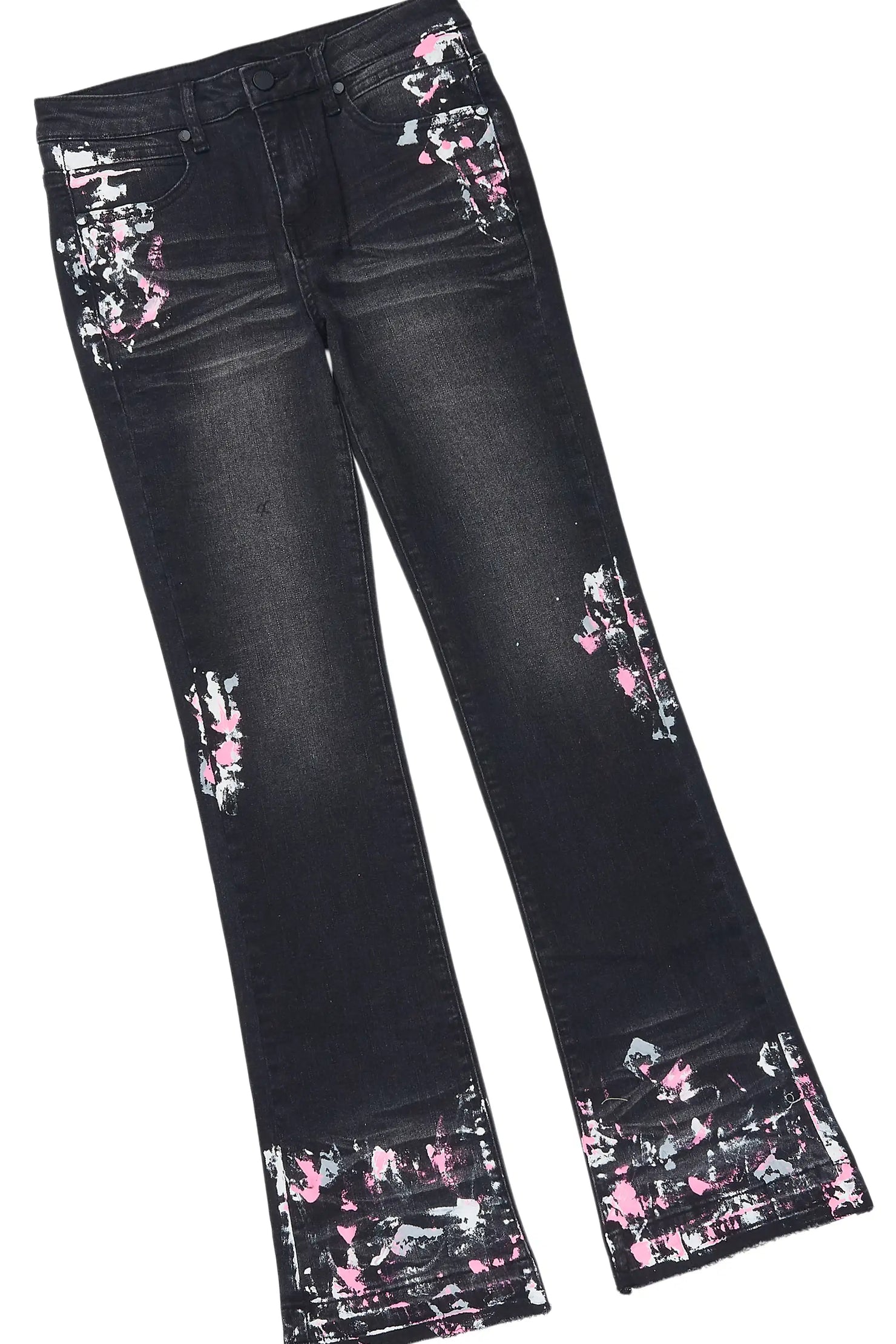 Girls Alora Grey/Dark Grey T-Shirt Stacked Jean Set