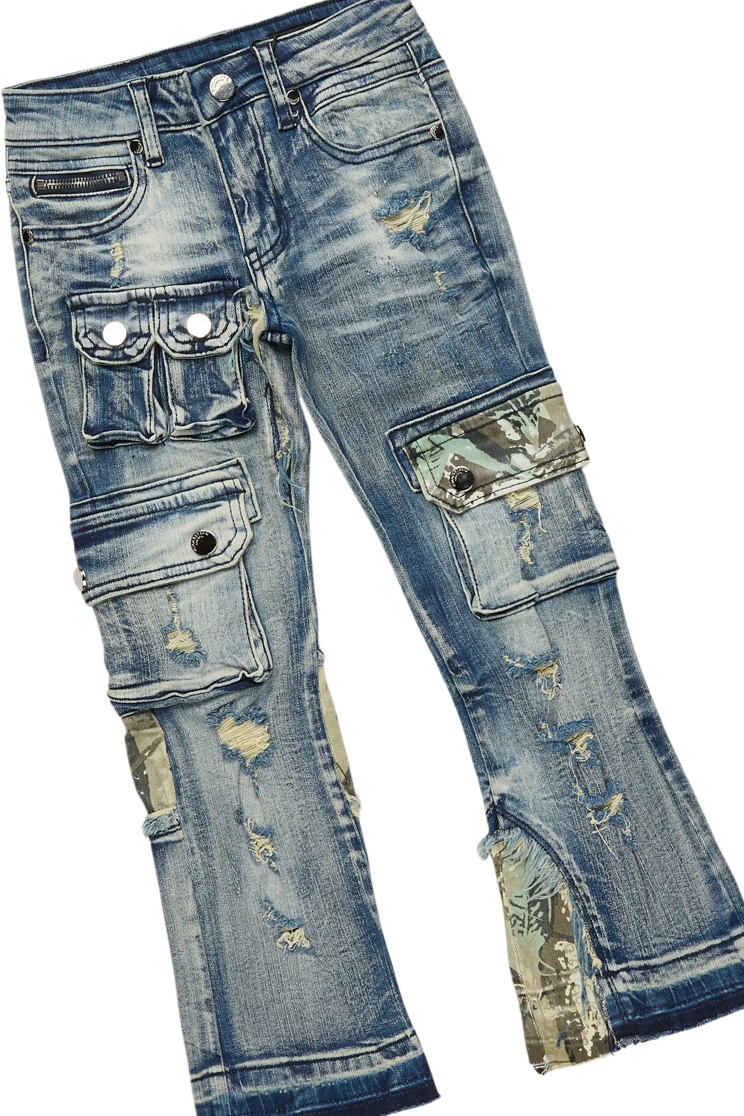 Boys All Seeing Eyes White T-Shirt/Stacked Flare Jean Set