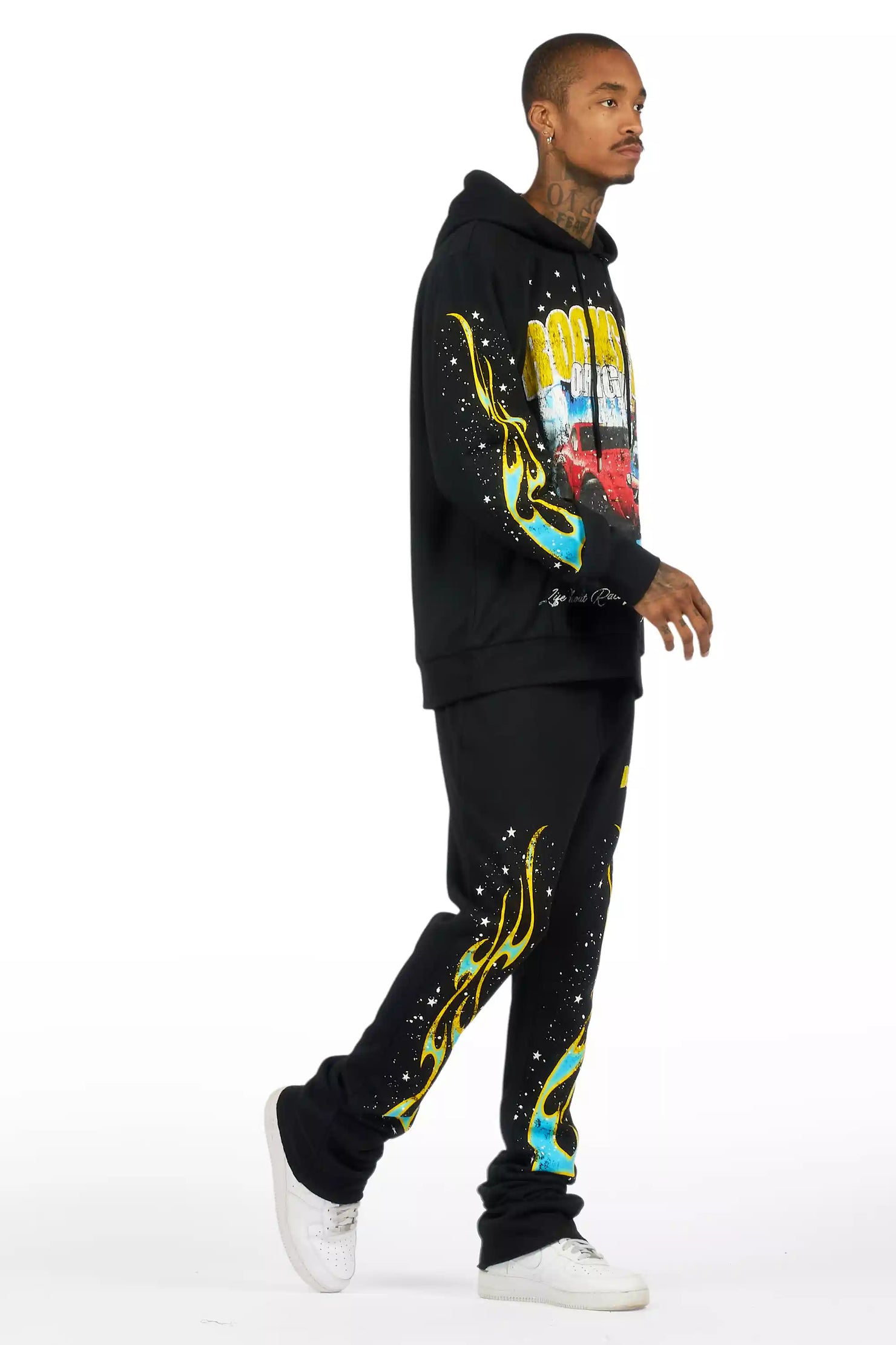 Tokyo Car Black Hoodie Stacked Track Set