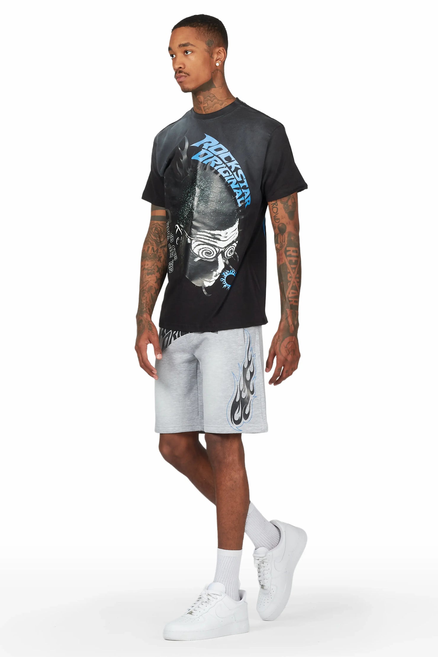 Wavy Devil Black/Grey T-Shirt Short Set