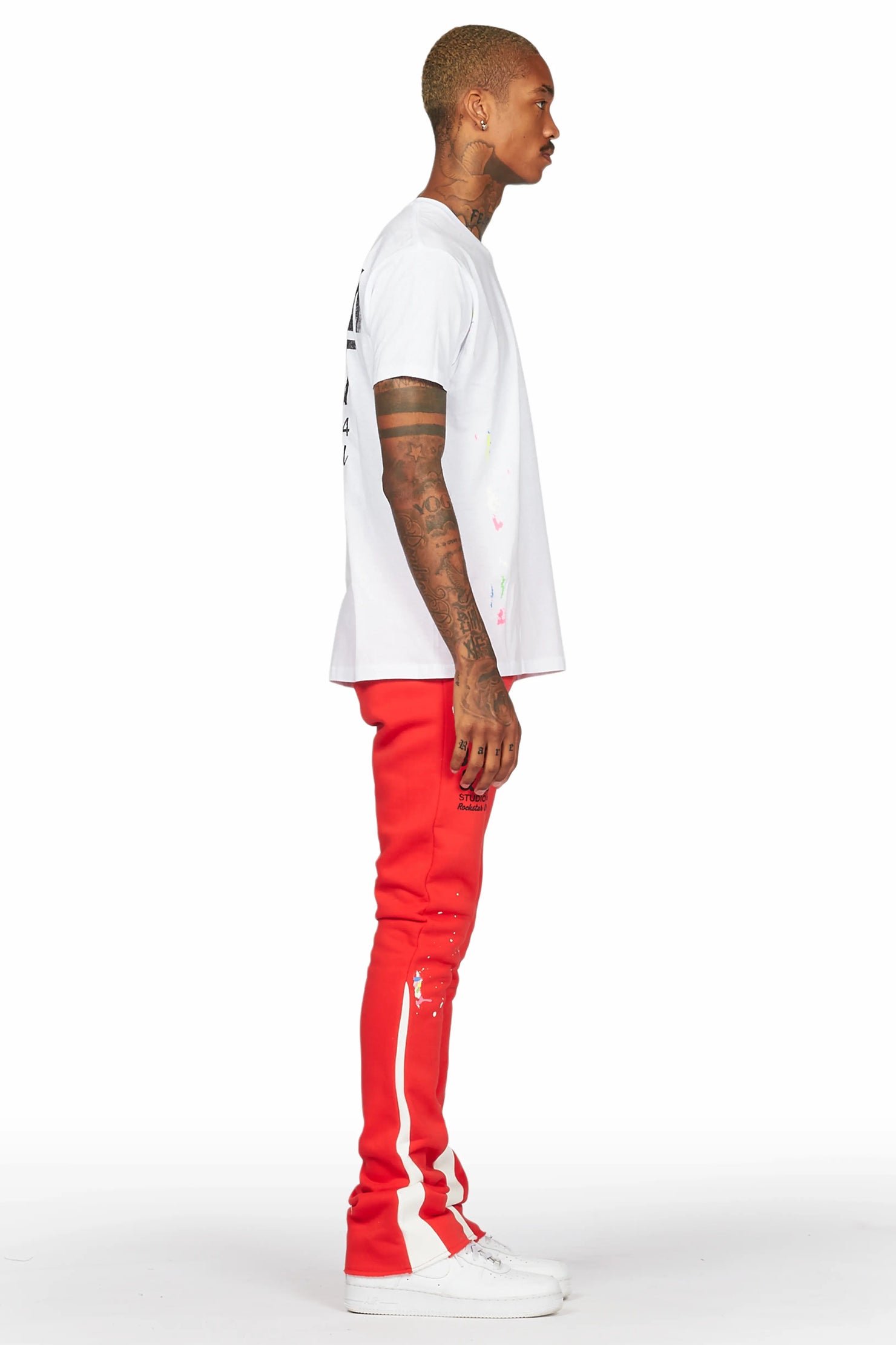 Mancha White/Red T-Shirt Stacked Flare Track Set
