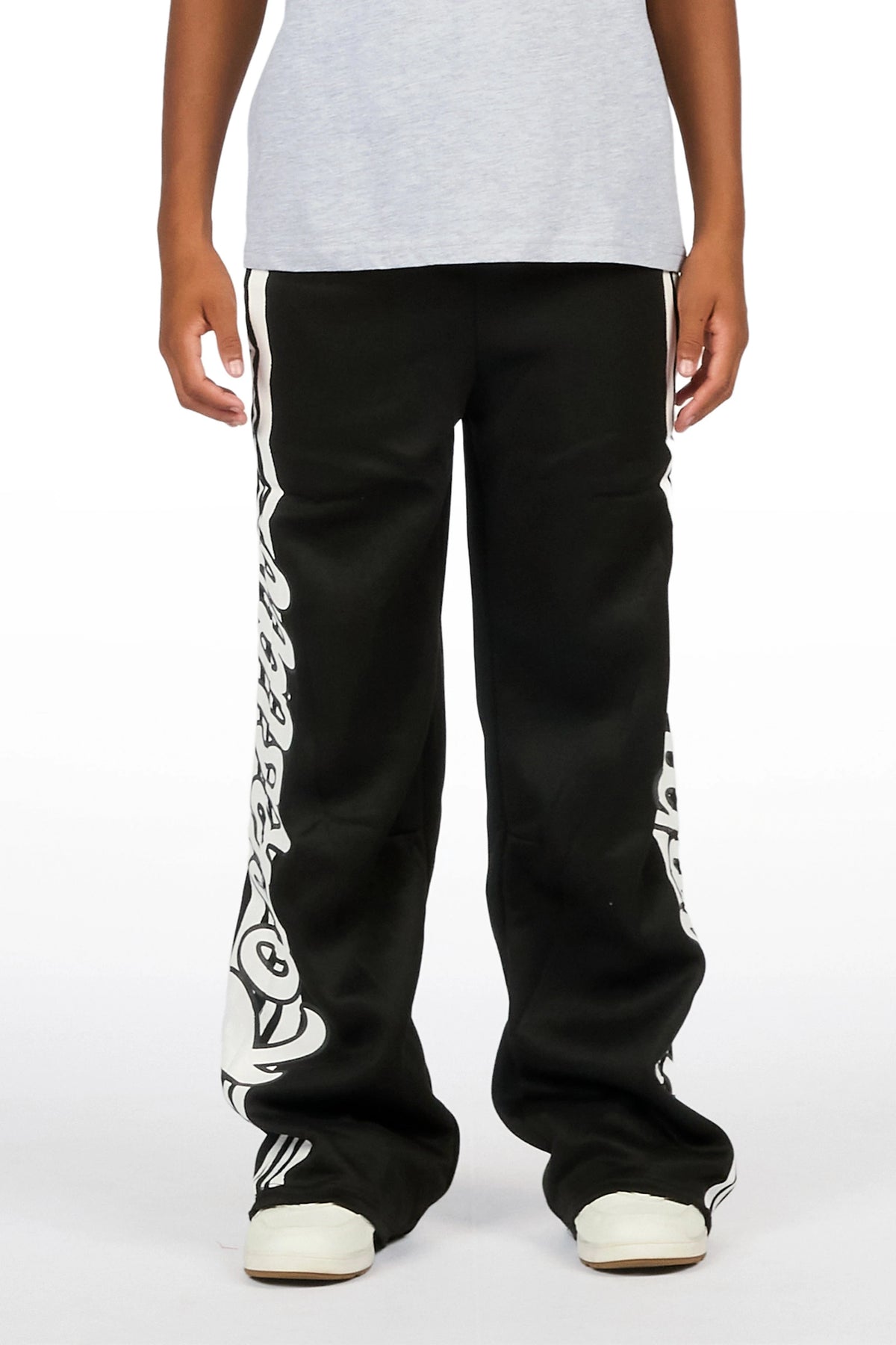 Boys Mozavi Black/White Baggy Track Pant
