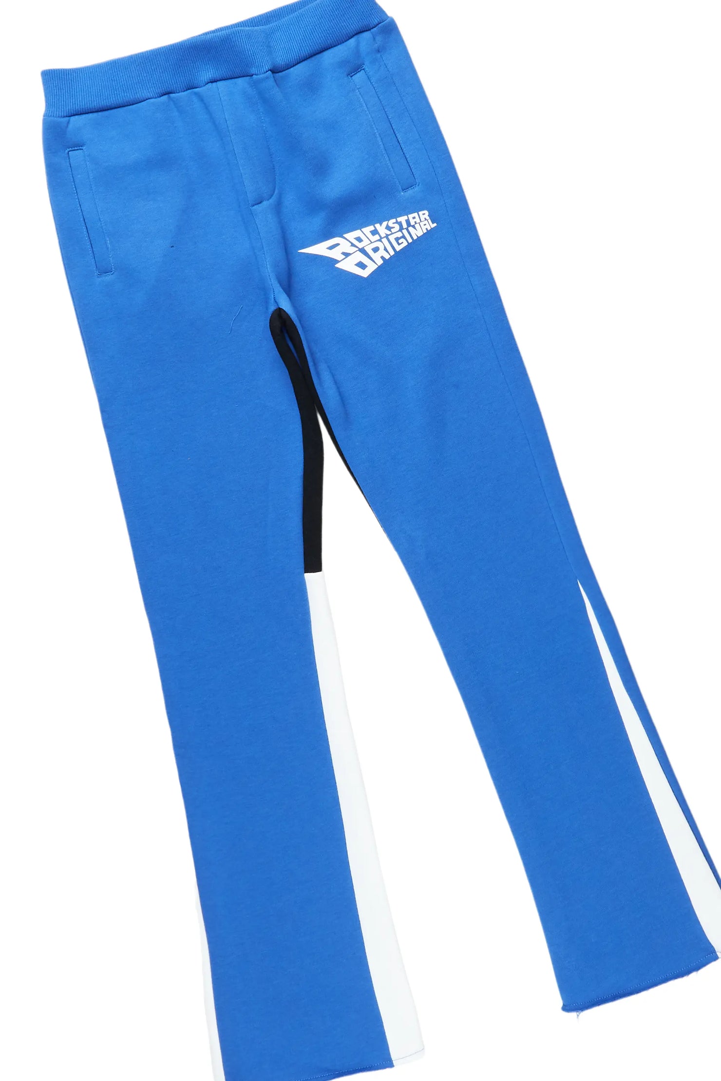 Boys Francis Royal Blue Hoodie Stacked Flare Track Set