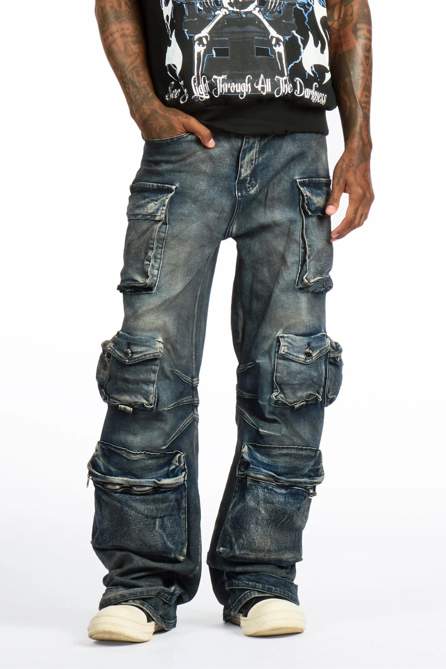 Mahesh Dark Blue Baggy Cargo Jean