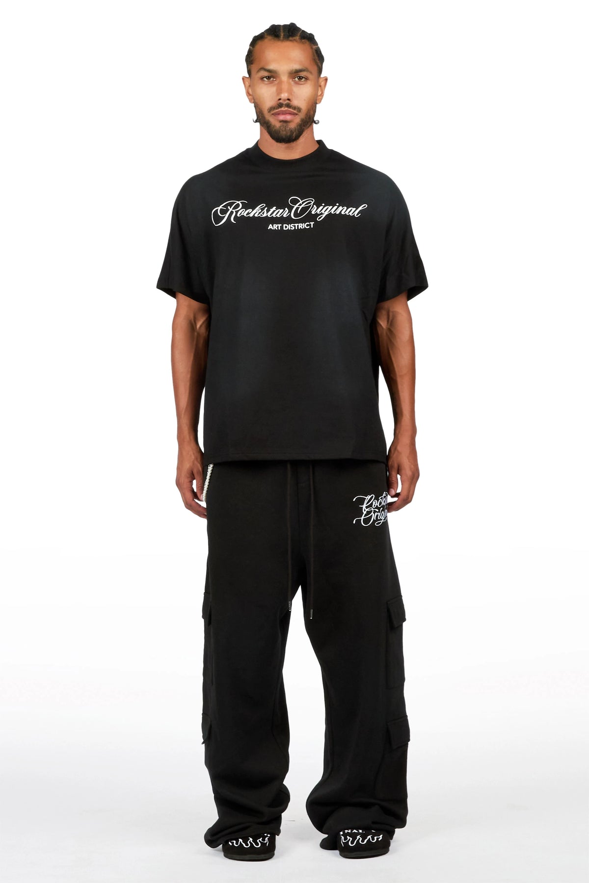 Adaty Black Chain Baggy Fit Pant