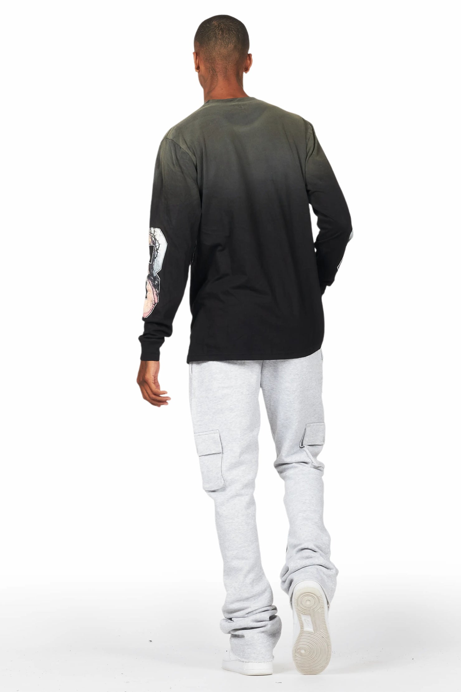 Admir Heather Grey Stacked Flare Pant