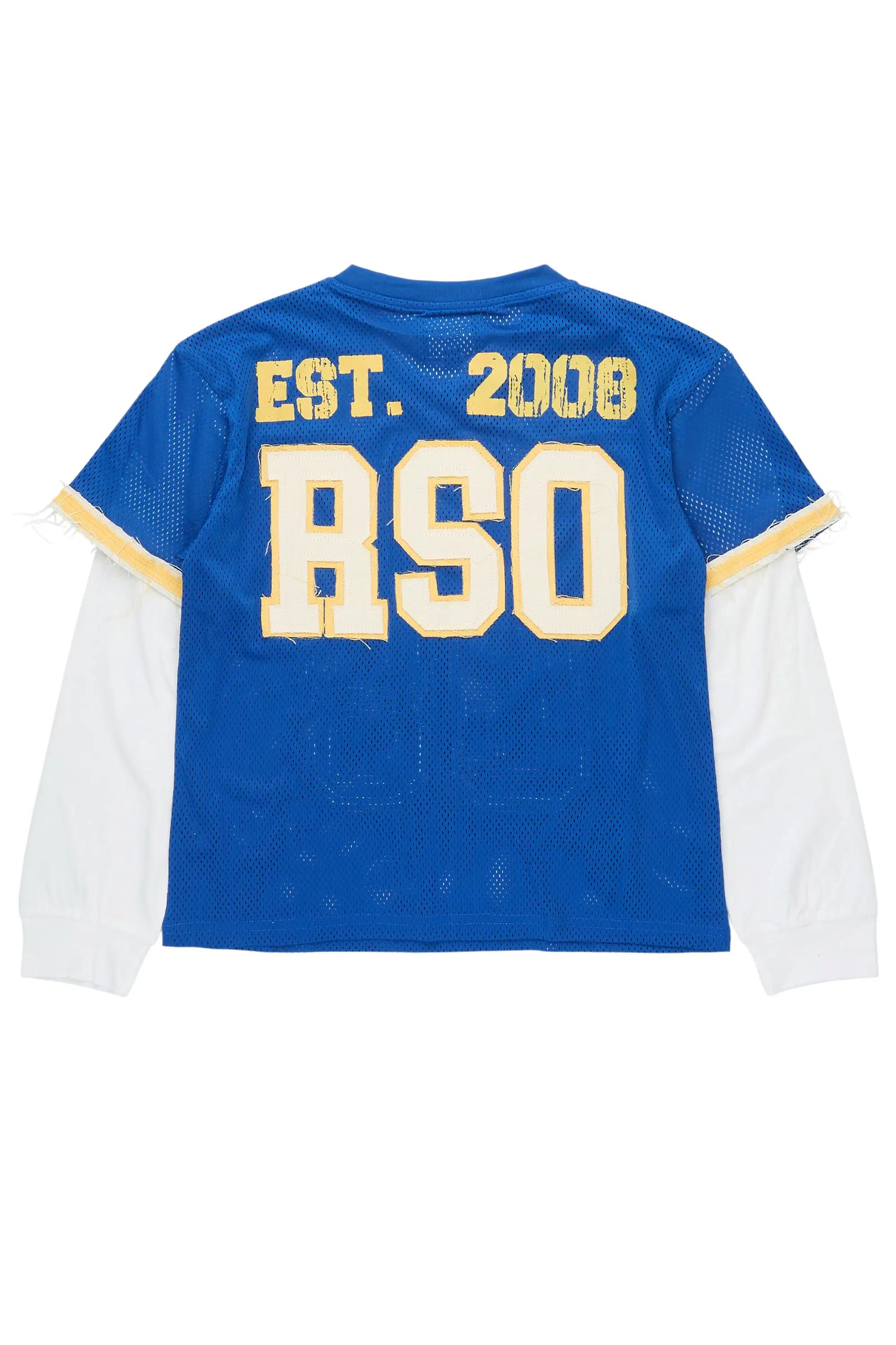 Boys Deston Mesh Royal/Yellow/White Double Layer L/S Graphic T-Shirt