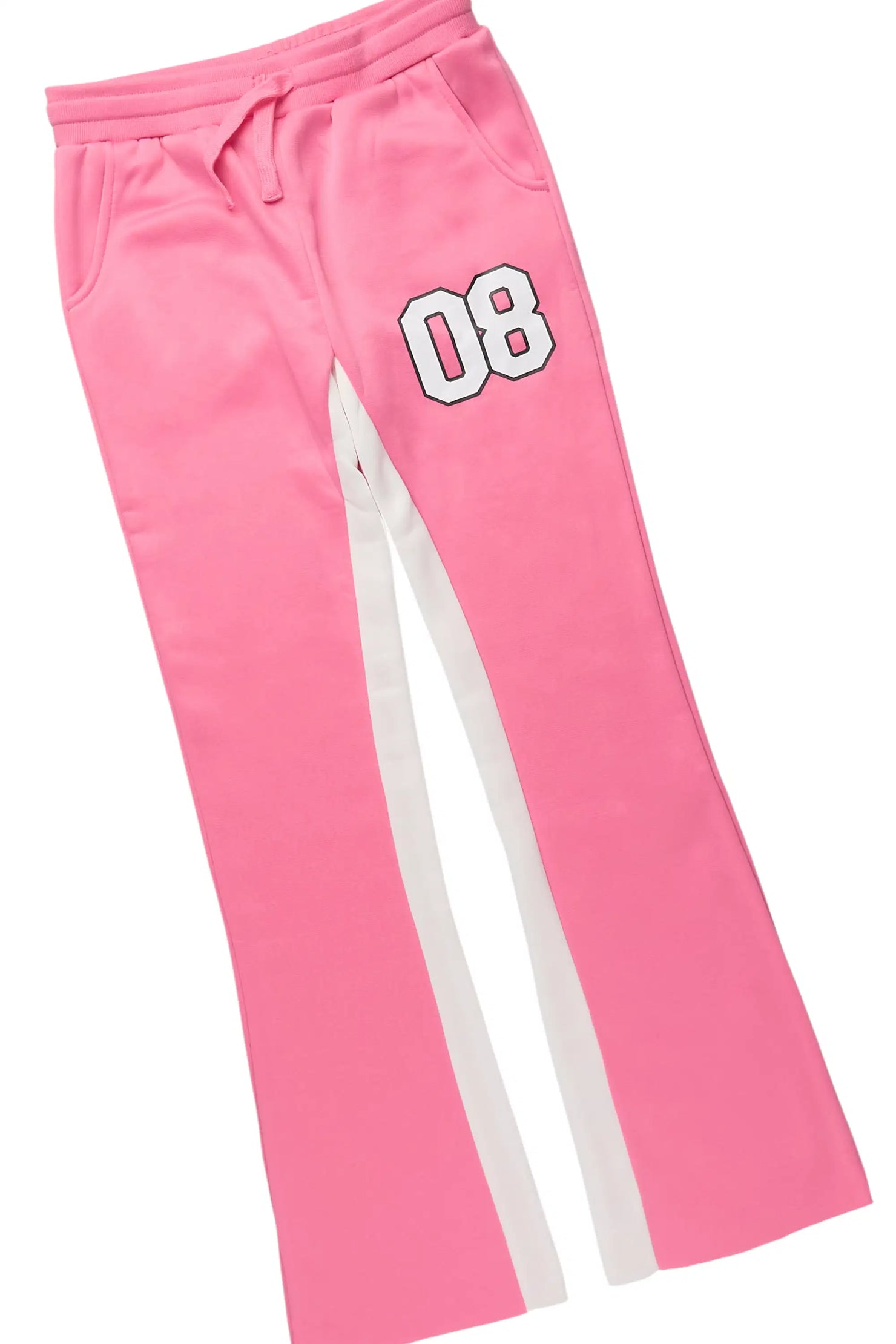 Girls Gaiea White/Pink Long Sleeve Tee Stacked Track Set