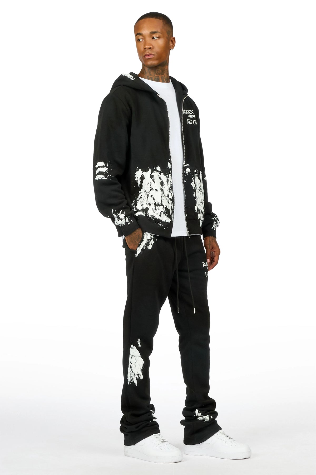 Filip Black Zip Up Hoodie/Stacked Track Set