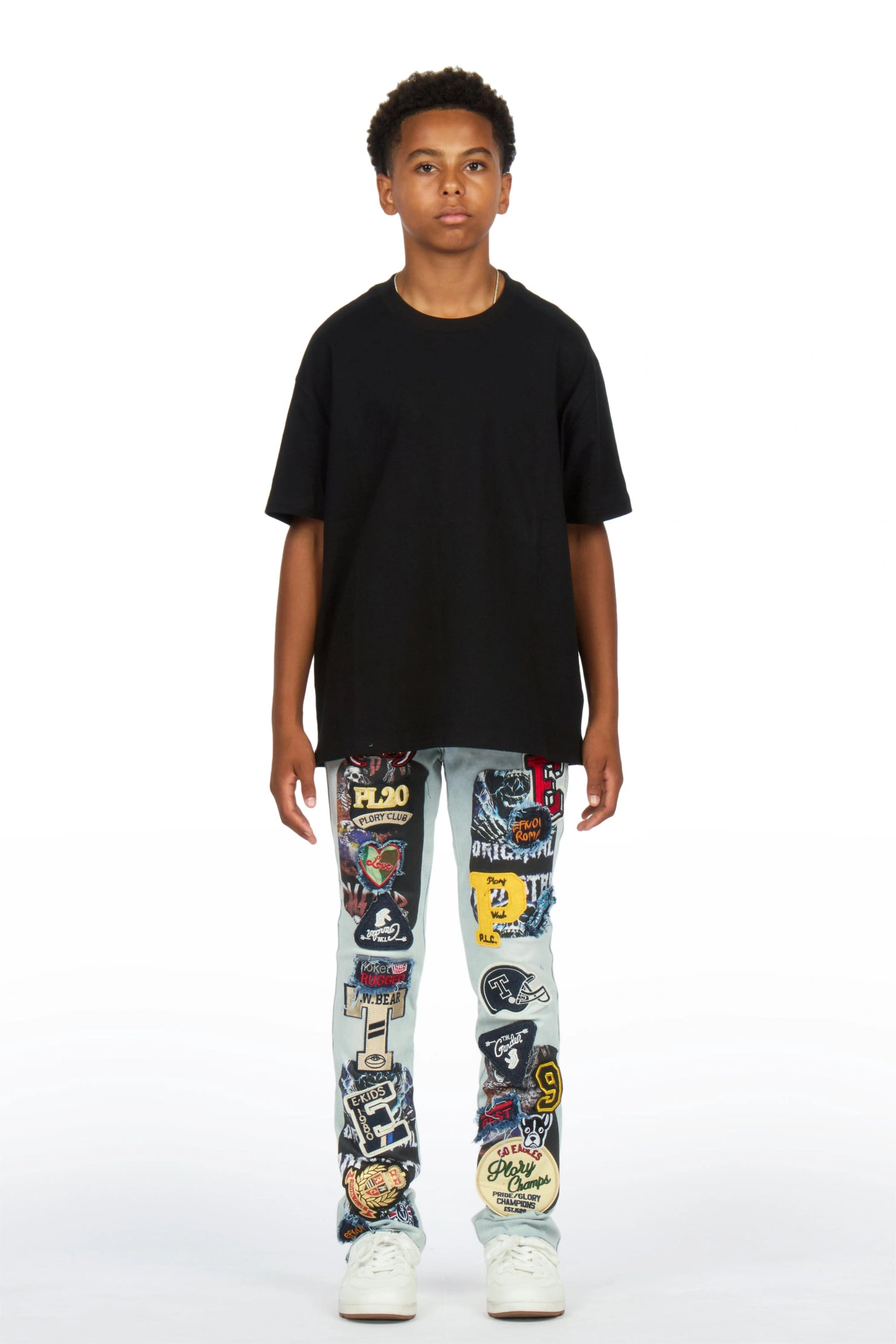 Boys Espen Blue Slim Patchwork Jean