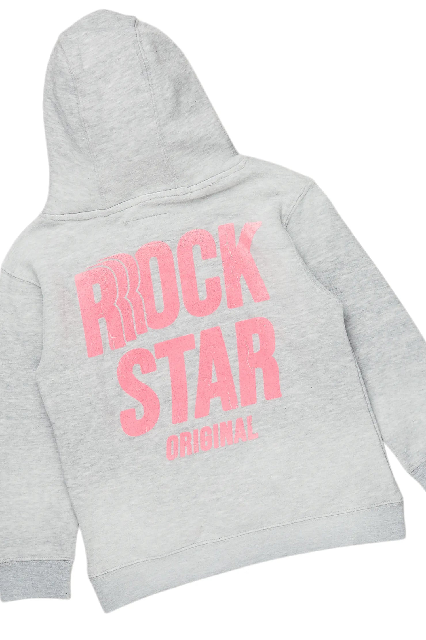 Girls Aimee Tree Camo/Grey Hoodie/Stacked Flare Jean Set