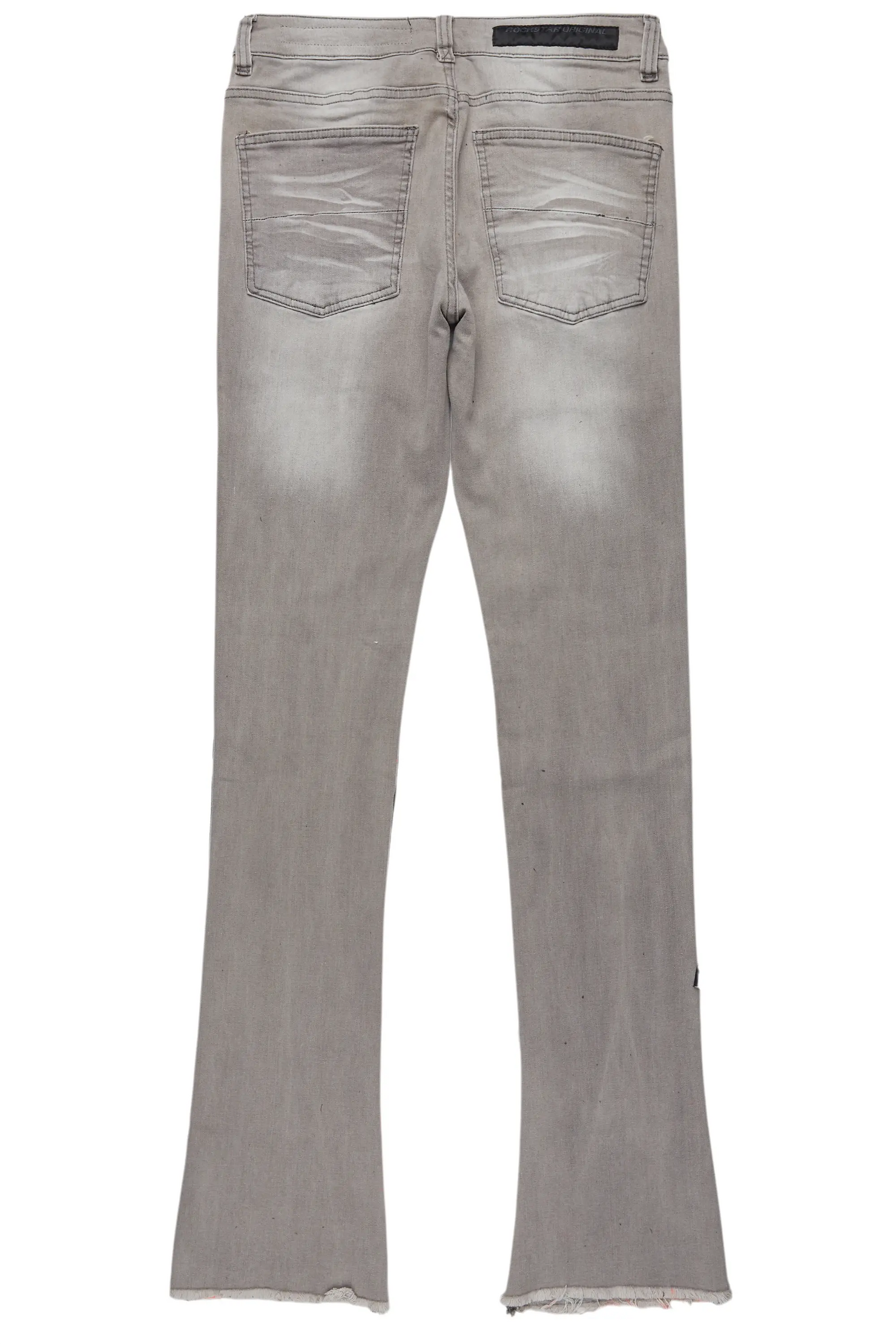 Valko Grey/Orange Roller Paint Stacked Flare Jean