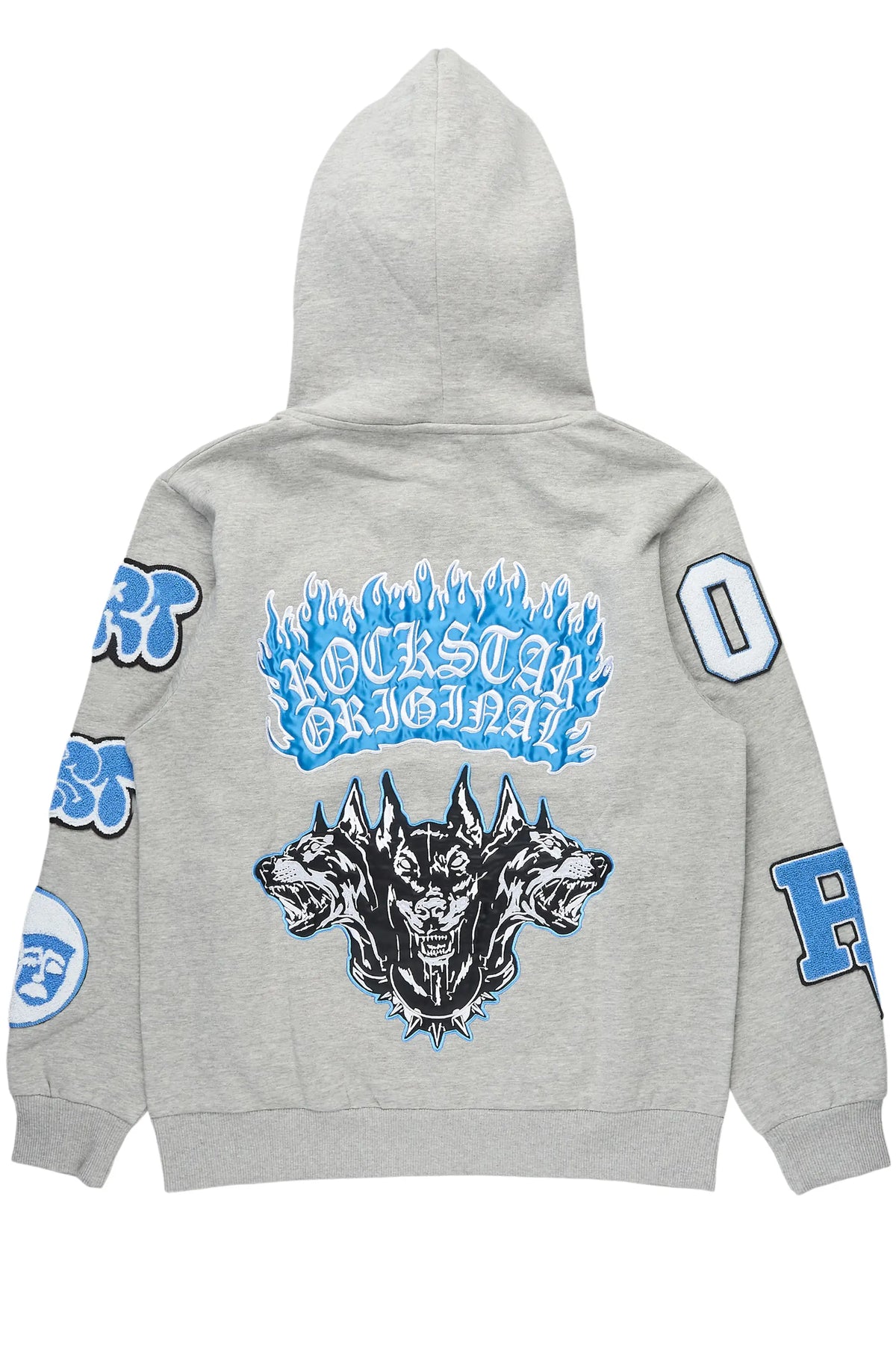Leslaw Heather Grey Zip Up Graphic Hoodie
