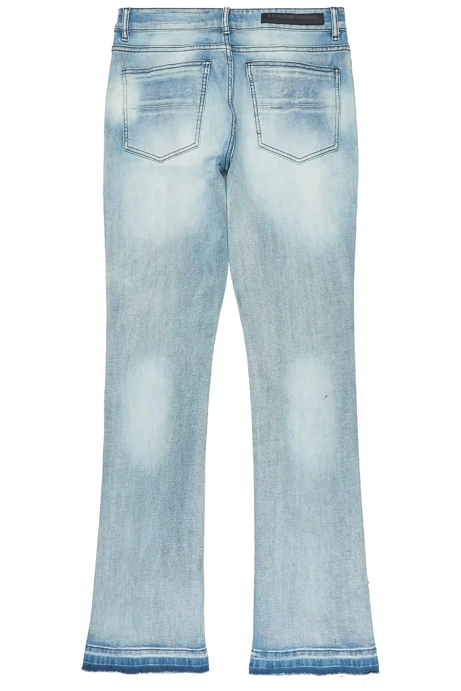Monty Light Blue Rhinestone Studded Stacked Flare Jean