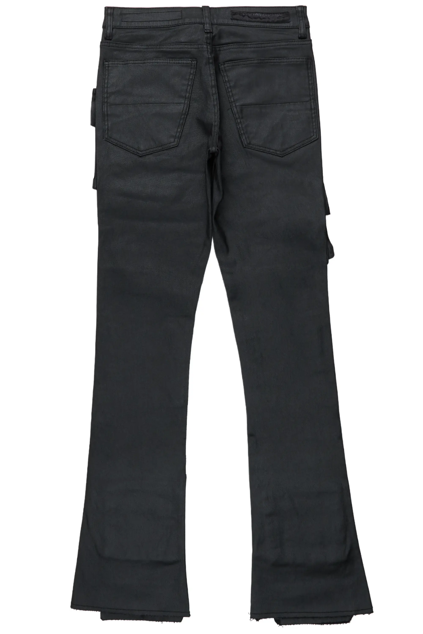 Zander Black Stacked Flare Cargo Jean
